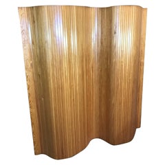 Screen 100 Vintage 1960 Pinewood Tambour Room Divider by Alvar Aalto