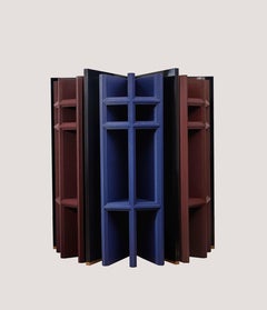 Screen Bookshelf in Gloss Lacquered Solid Wood & Brass by Artempo