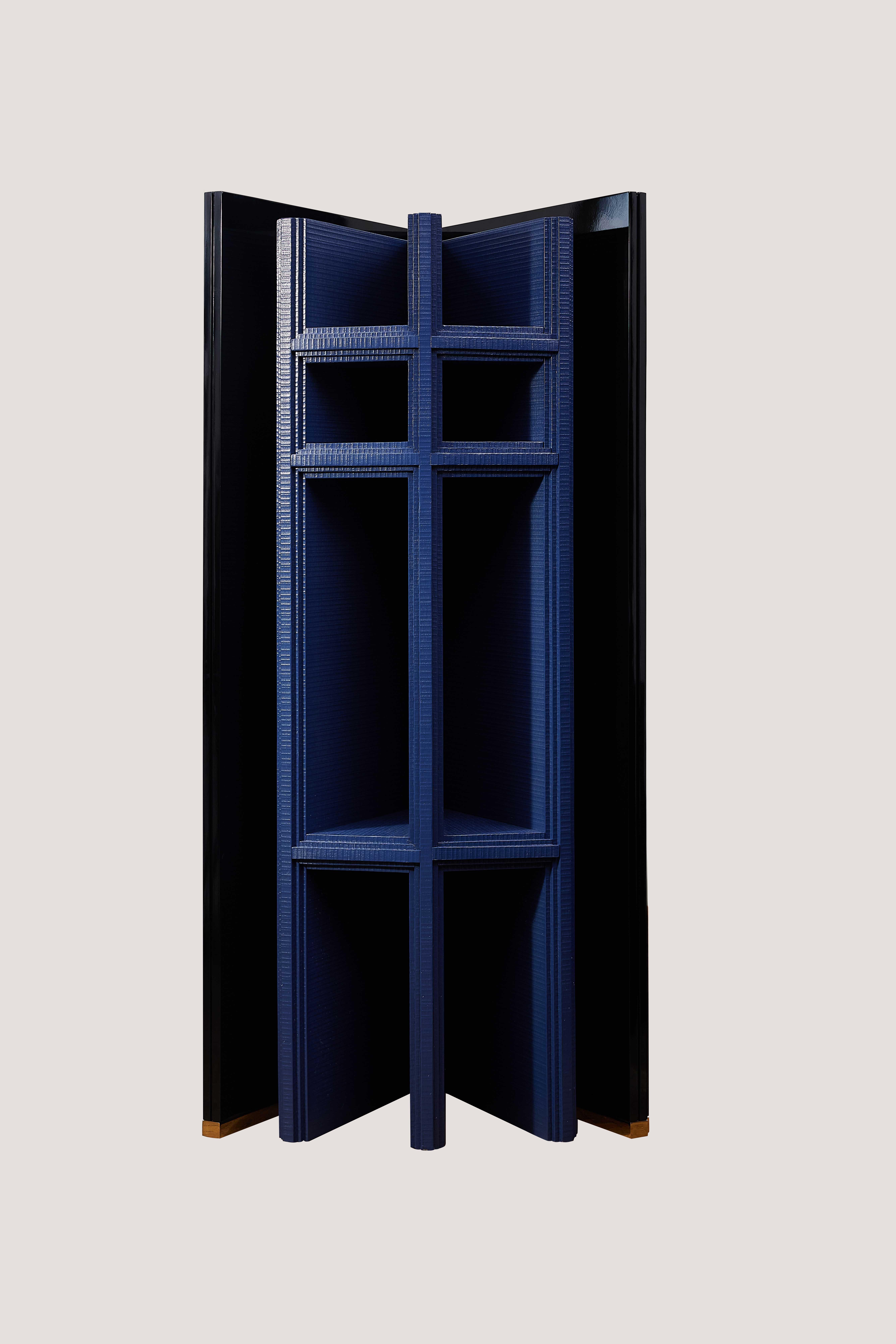 Libreria Screen in legno massiccio laccato lucido e ottone di Artempo in vendita 1