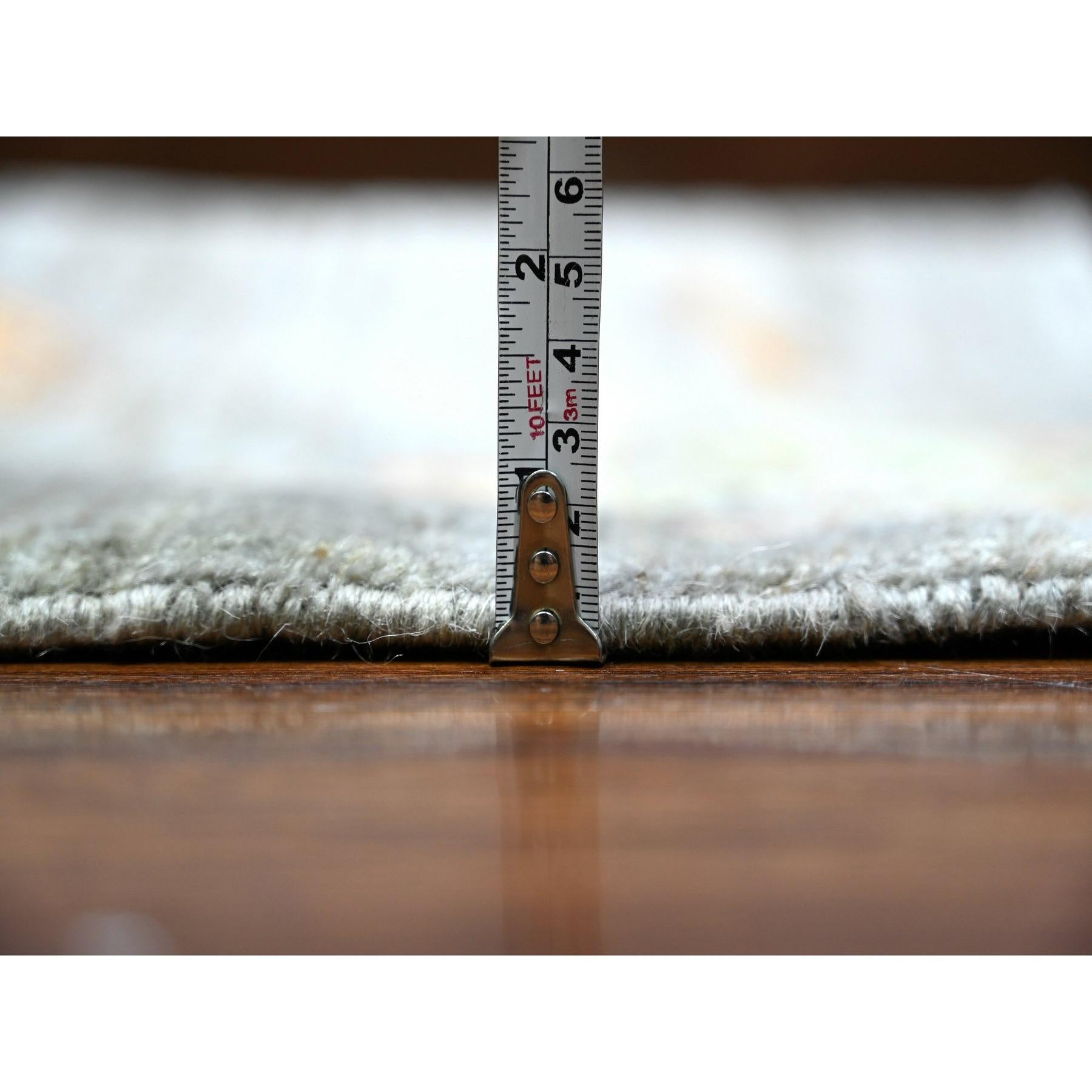Écran gris 100 % laine noué à la main, tapis artisanal cyprès de saule 10' x 13'10