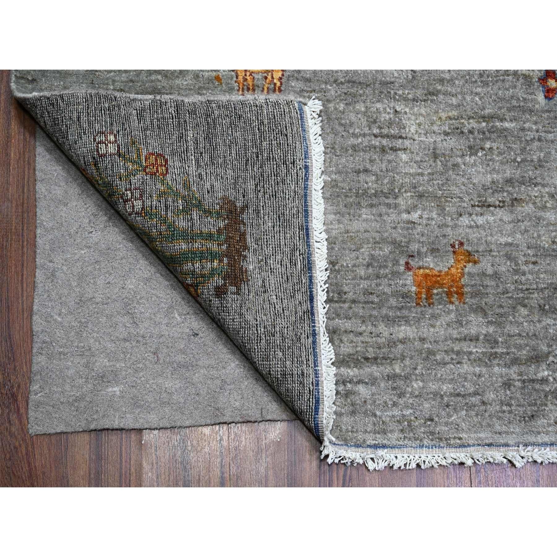 Afghan Écran gris 100 % laine noué à la main, tapis artisanal cyprès de saule 10' x 13'10