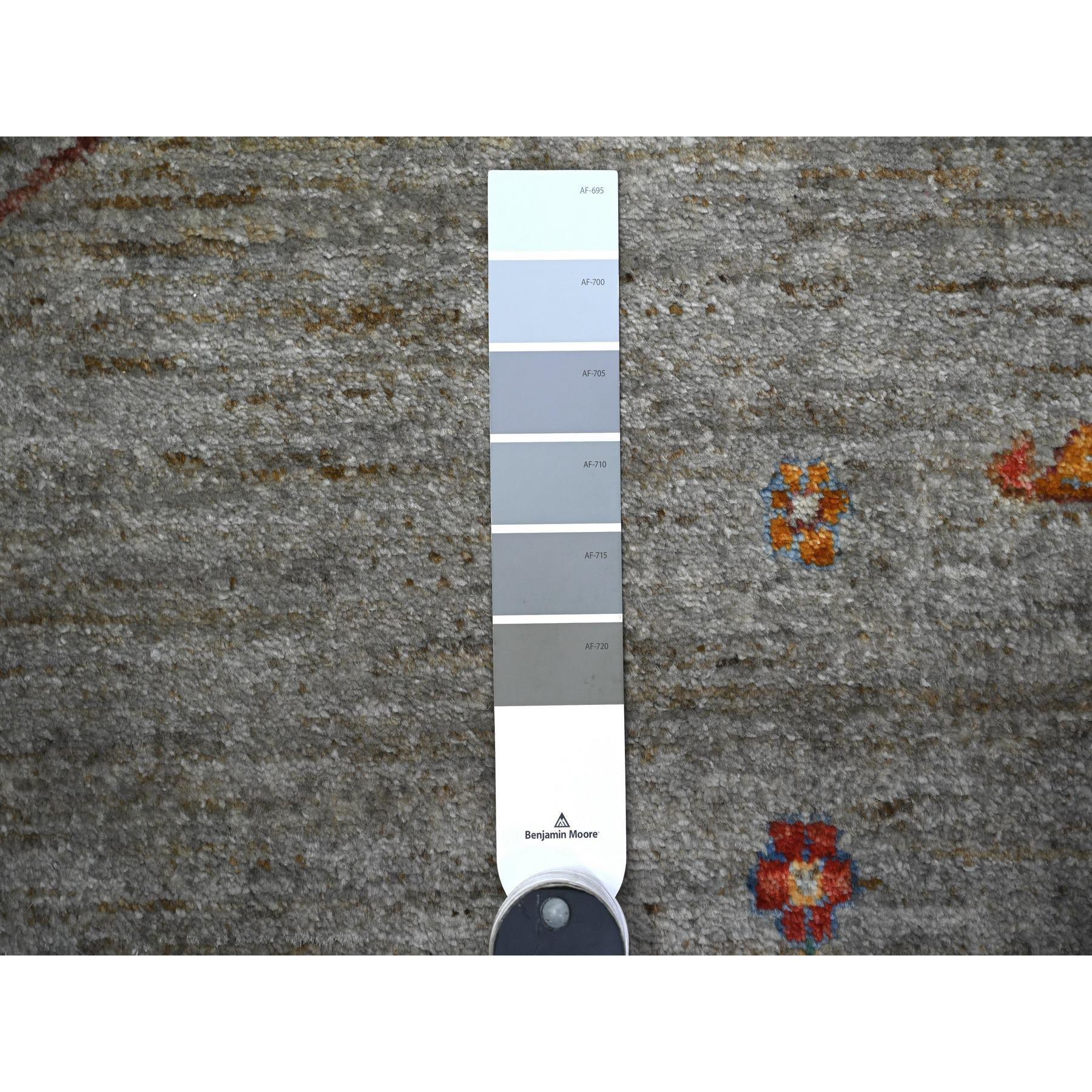 XXIe siècle et contemporain Écran gris 100 % laine noué à la main, tapis artisanal cyprès de saule 10' x 13'10