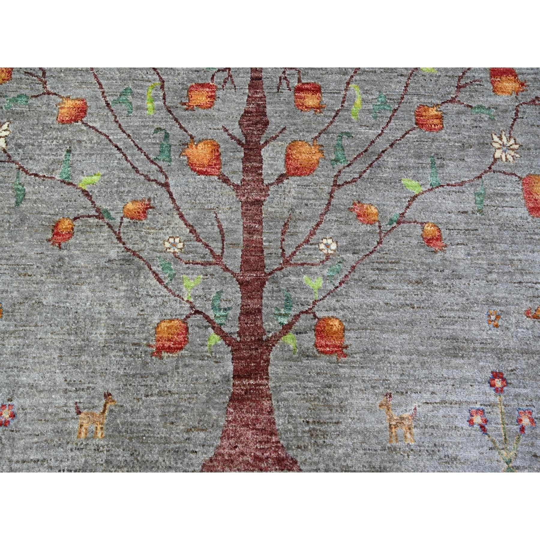Laine Écran gris 100 % laine noué à la main, tapis artisanal cyprès de saule 10' x 13'10