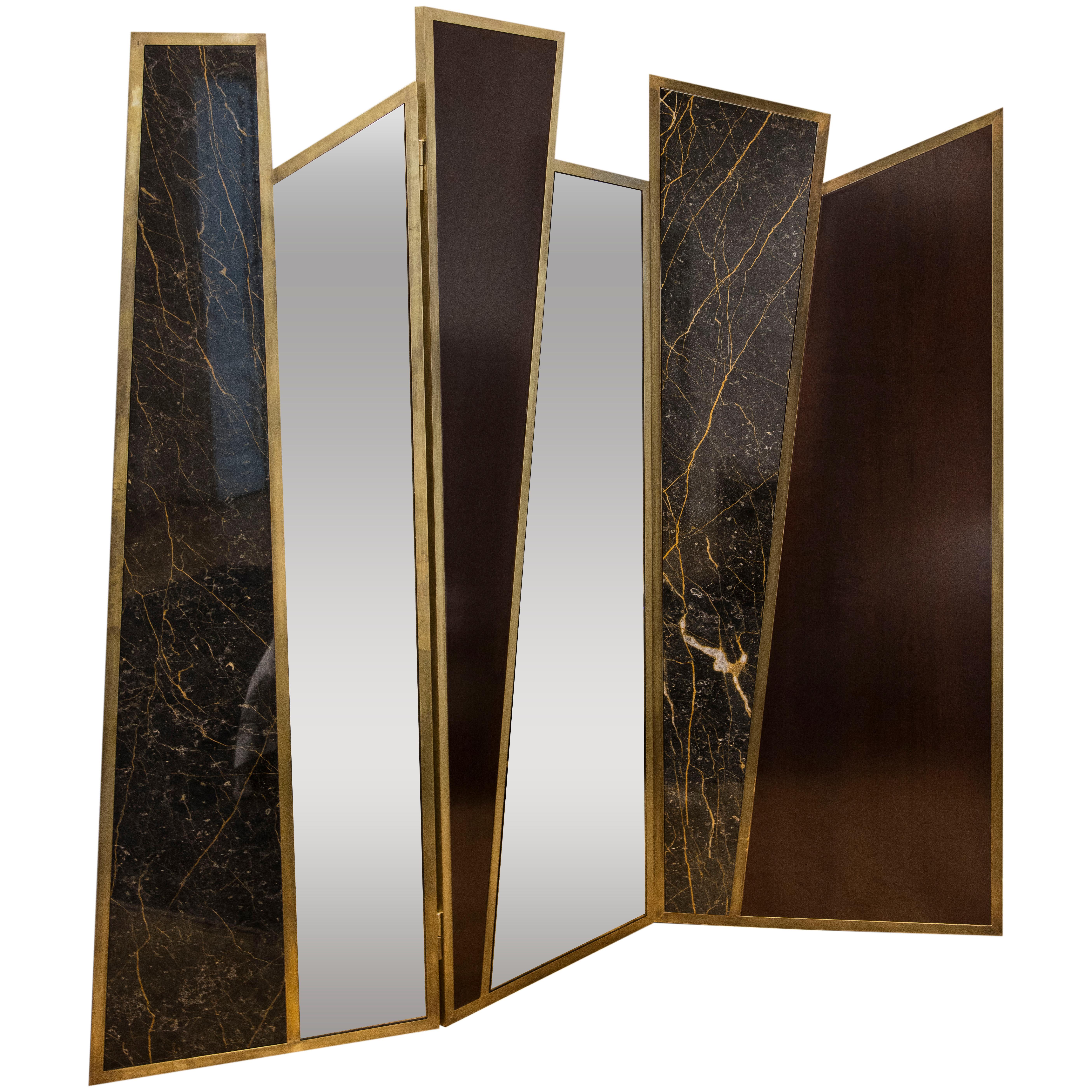 Screen in Black Port Laurent Marble, Cherrywood, Bronzed Mirror