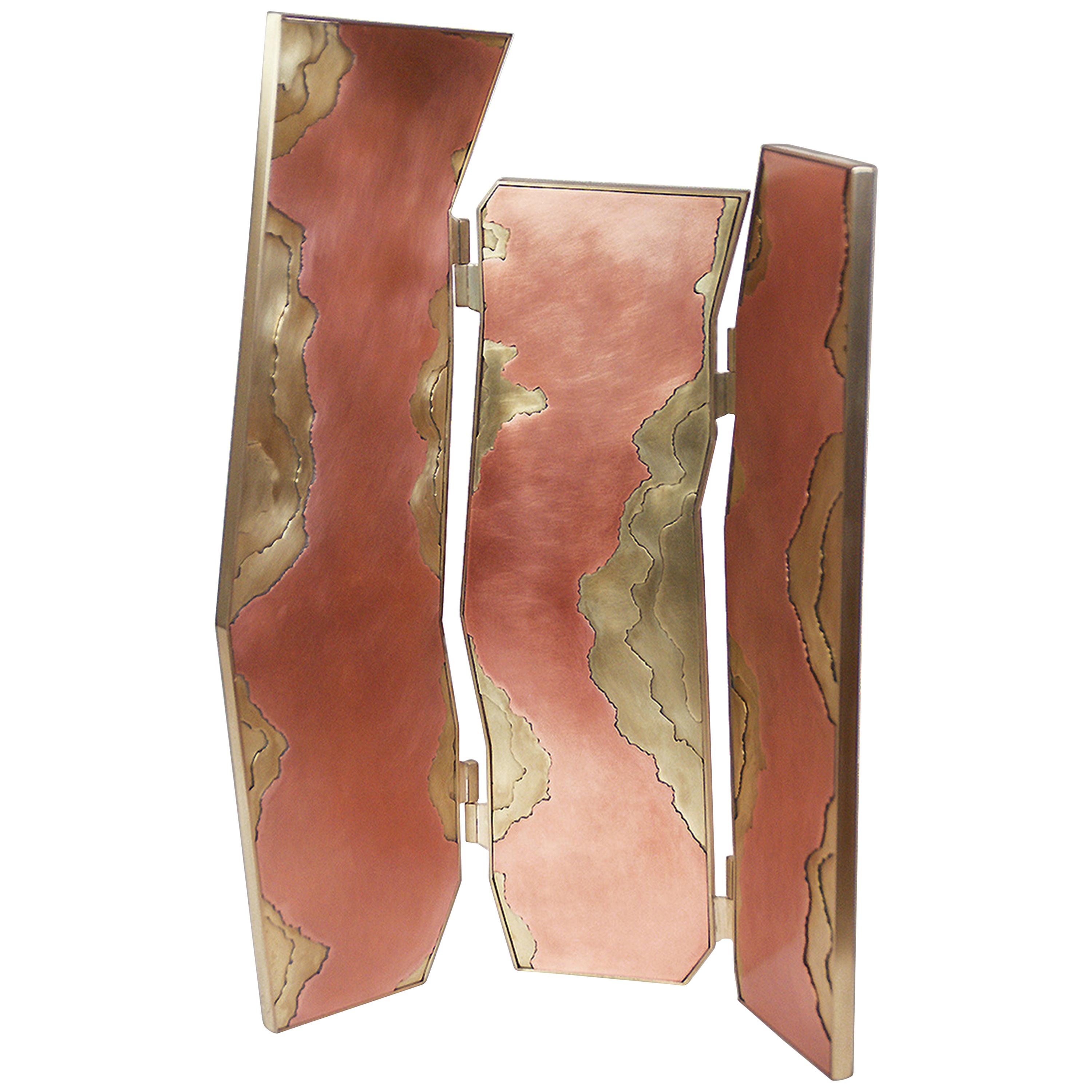 Screen in Patinated Brass and Copper, France, 2018 For Sale