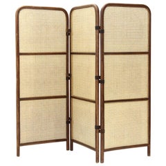 Screen in Rattan and Vienna Straw by Gervasoni, 1980s