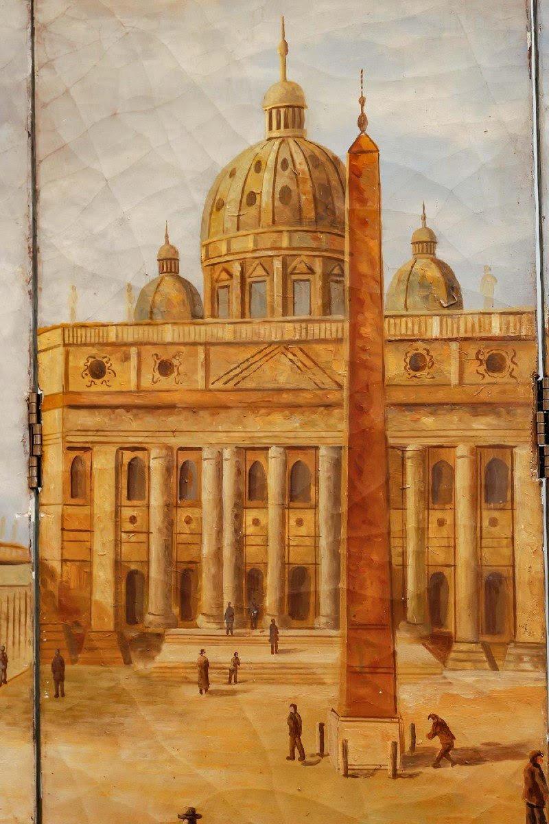 European Screen of Paintings of Saint Peter's Square in Rome, 20th Century. For Sale