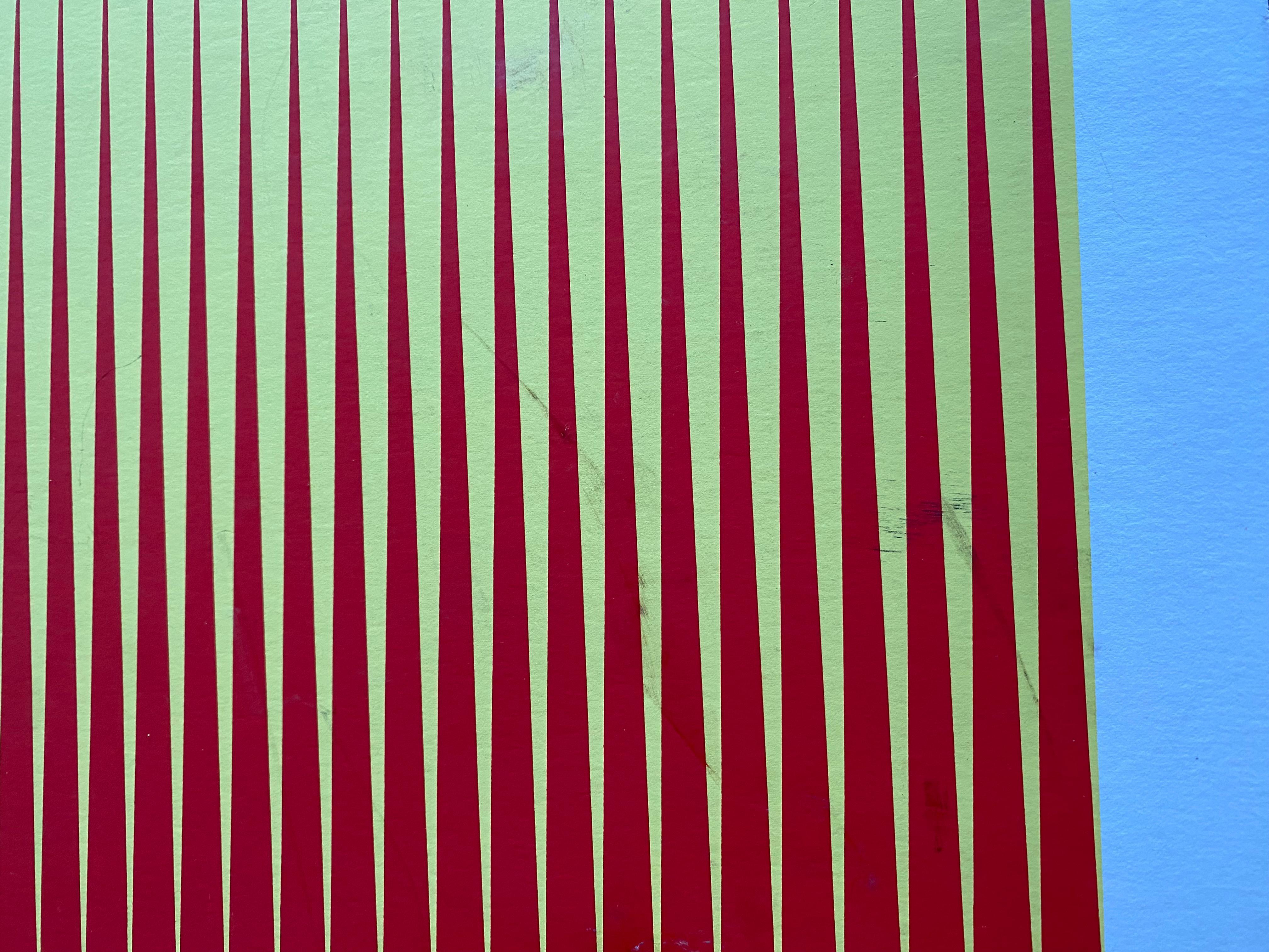 Sérigraphie de l'artiste italien d'Op-Art Getulio Alviani, jaune-rouge en vente 5