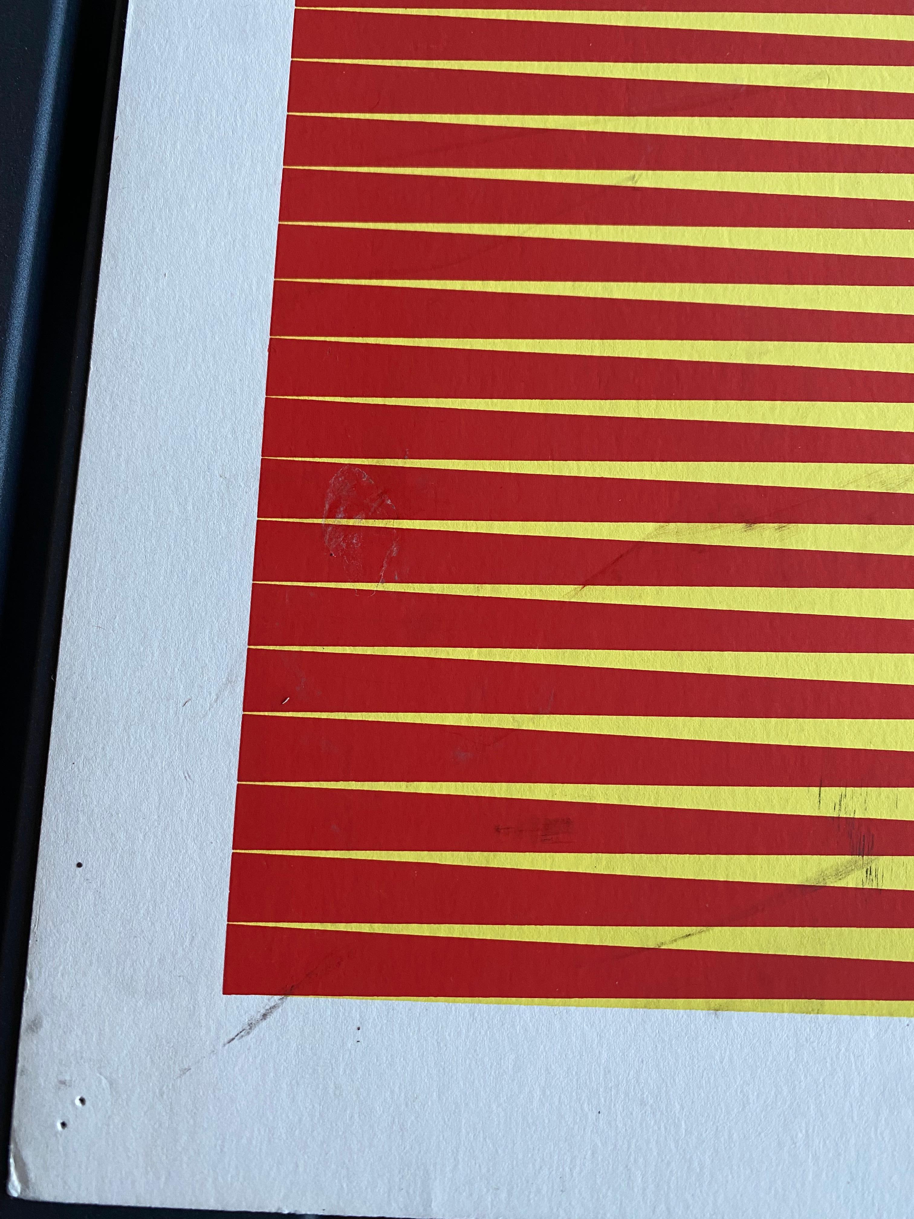 Screen print by the Italian Op-Art artist Getulio Alviani, yellow- red For Sale 6