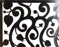 Paravent / Séparation de pièce Mixed-Media avec bois exotique dans un motif d'arbres boisés