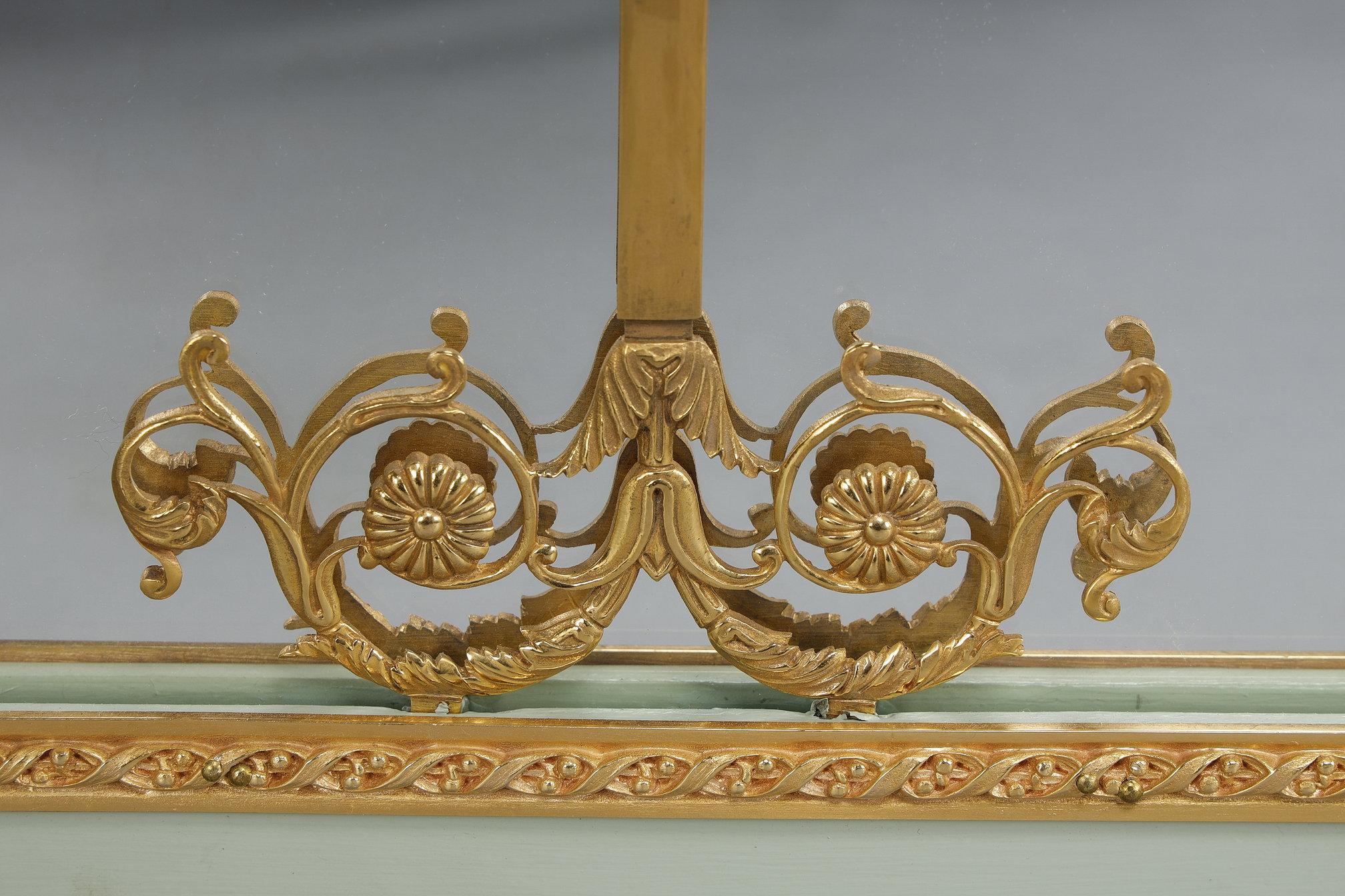 Screen room divider with mirrors on each panel in lacquered wood and gilt bronze For Sale 11