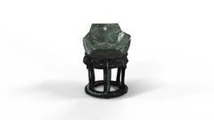 Screen Stool in Brass, Shell, Nickel Silver, Green Jade & Lacquer by Artempo