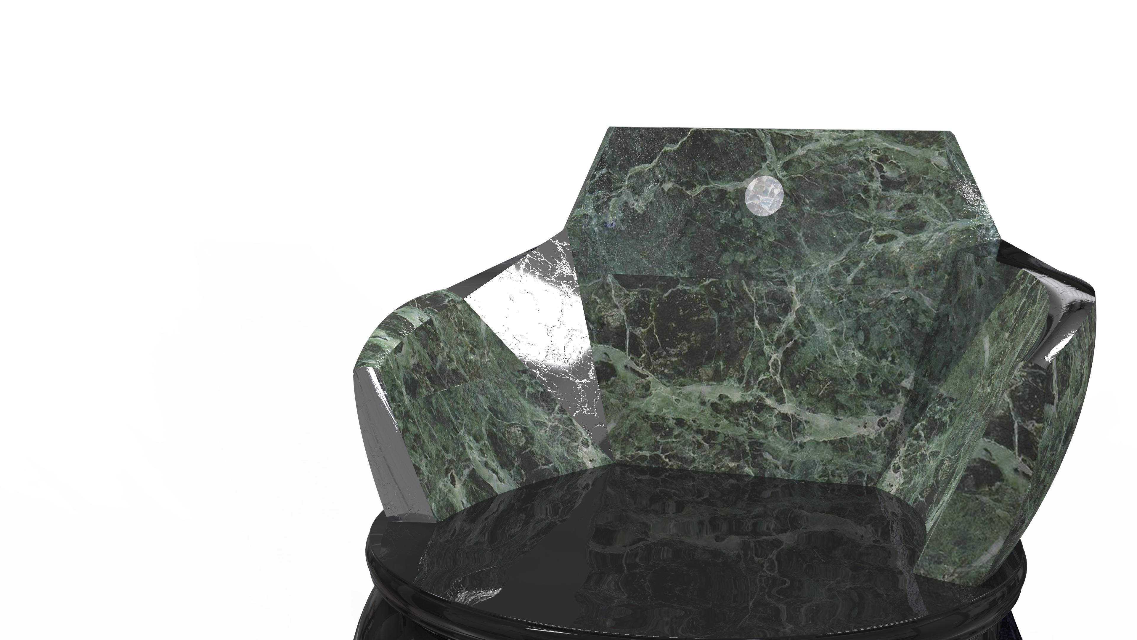 Cinese Sgabello in ottone, conchiglia, nichel argento, giada verde e lacca di Artempo in vendita