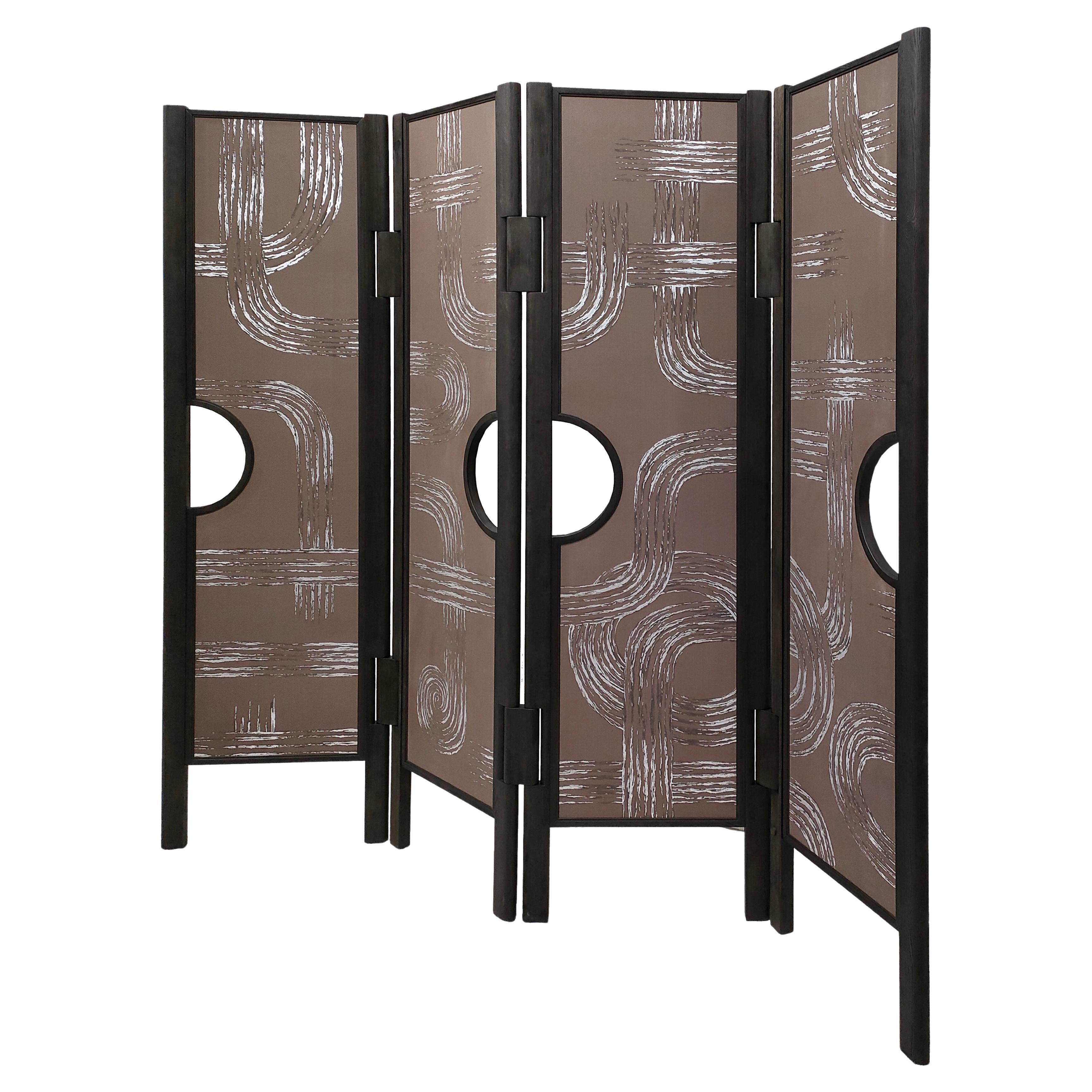 Screen with 4 Panels with De Gournay Covering Art Déco Garden André Fu Living