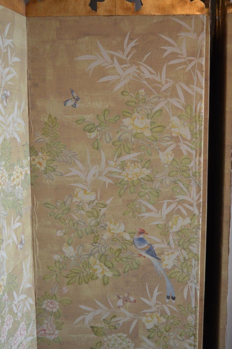 Wood Screen with Gold Leafing Details by Robert Crowder For Sale