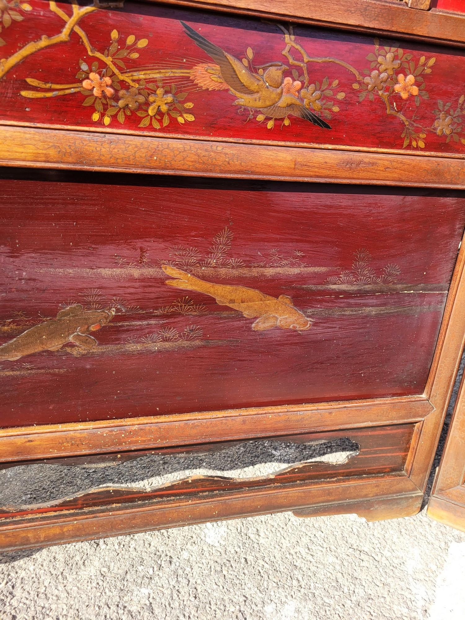 Screen With Lacquer Panels, Meiji Japan, Late 19th Century For Sale 6