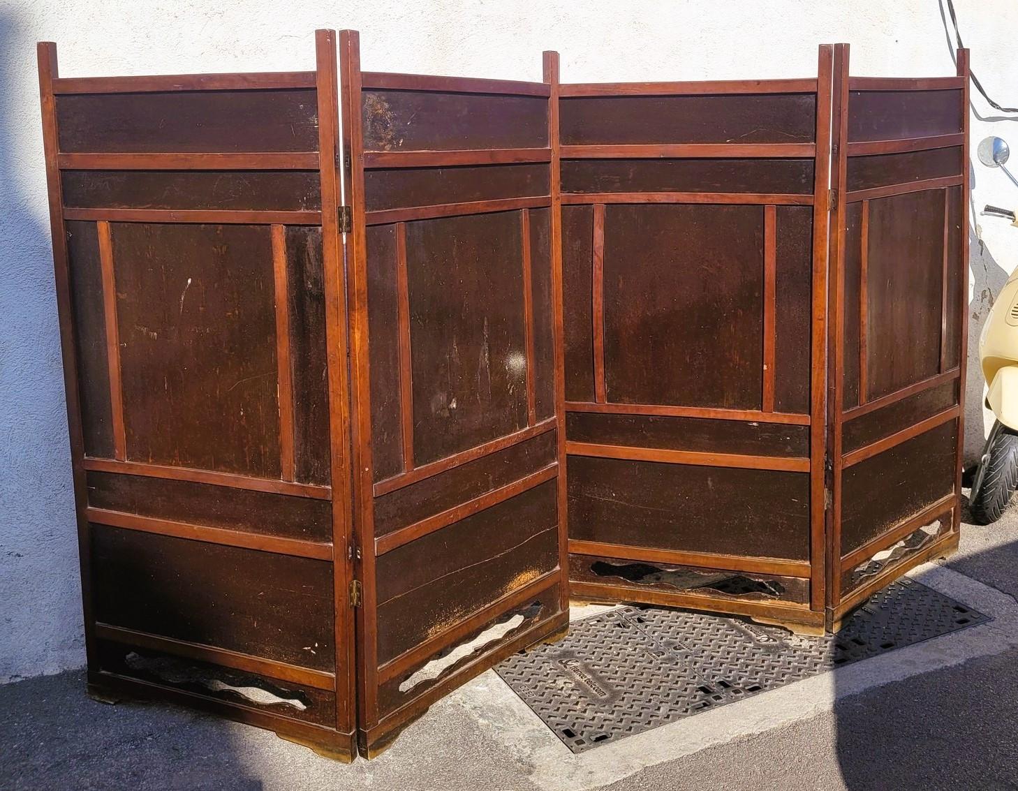 Screen With Lacquer Panels, Meiji Japan, Late 19th Century For Sale 7