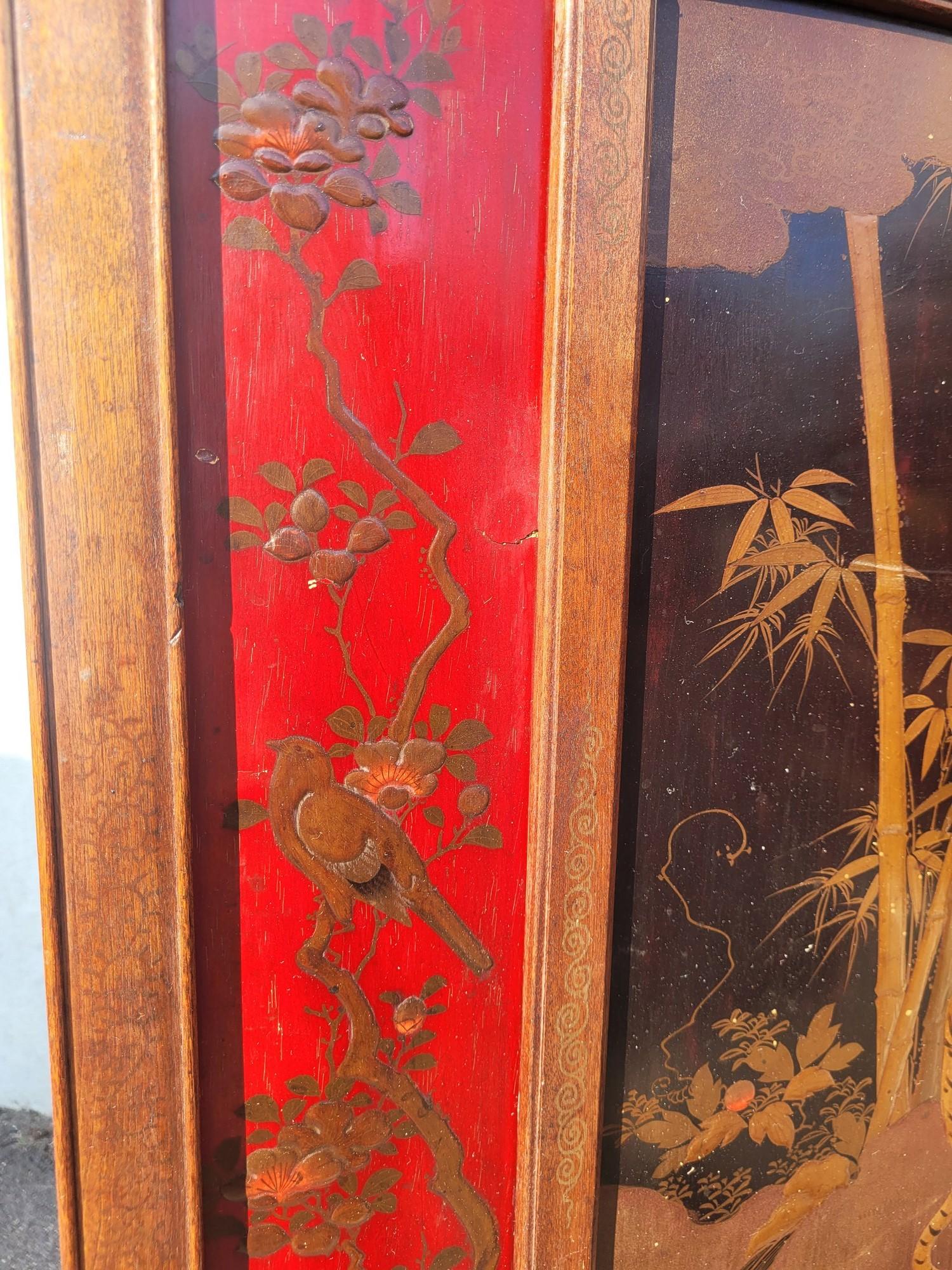 Screen With Lacquer Panels, Meiji Japan, Late 19th Century For Sale 15