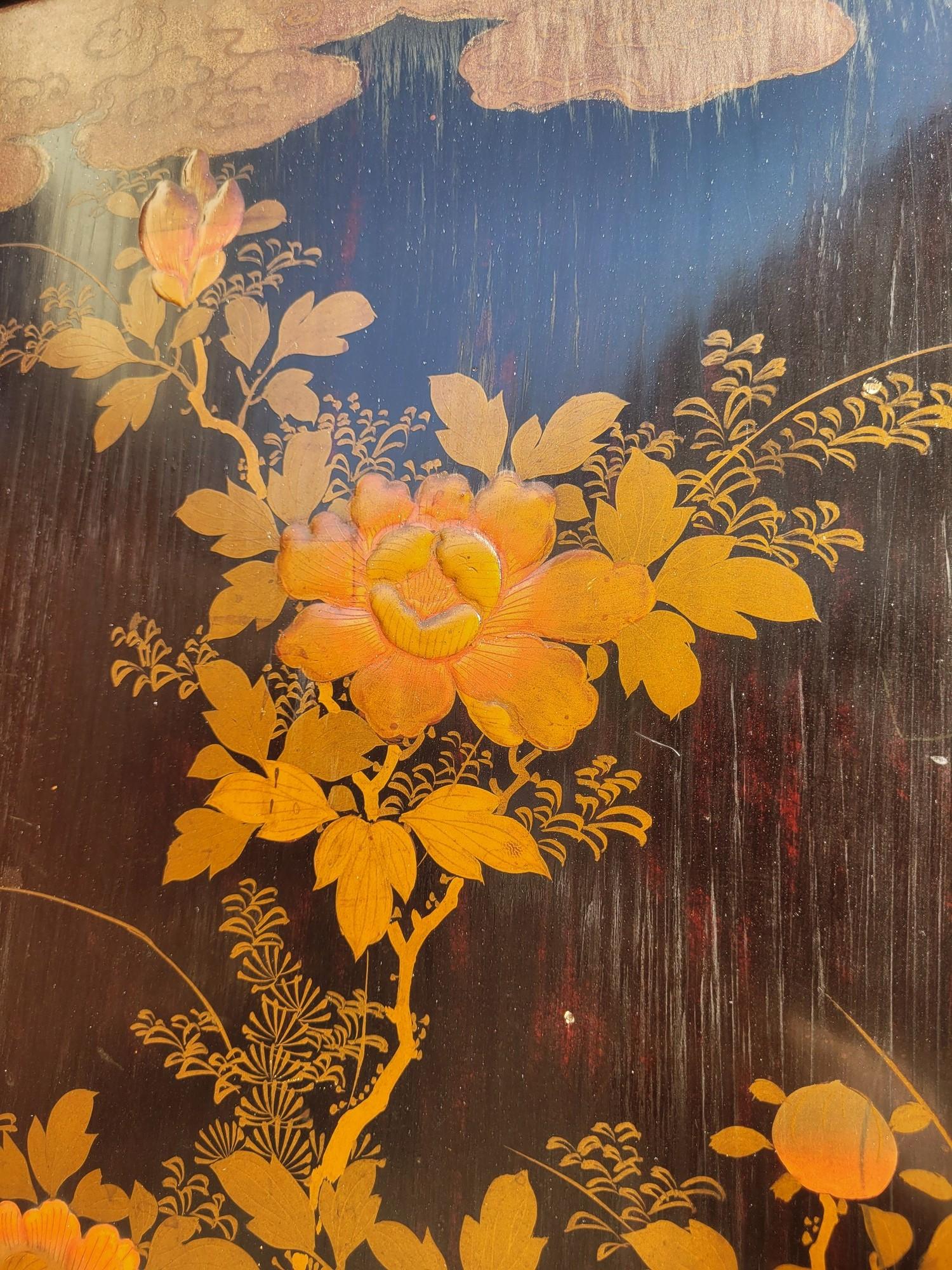 Screen With Lacquer Panels, Meiji Japan, Late 19th Century For Sale 4