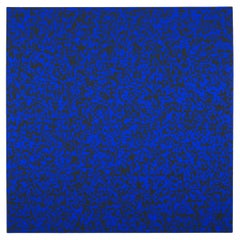 Siebdruck von 50% blauen und 50% schwarzen Quadraten von François Morellet, 1971