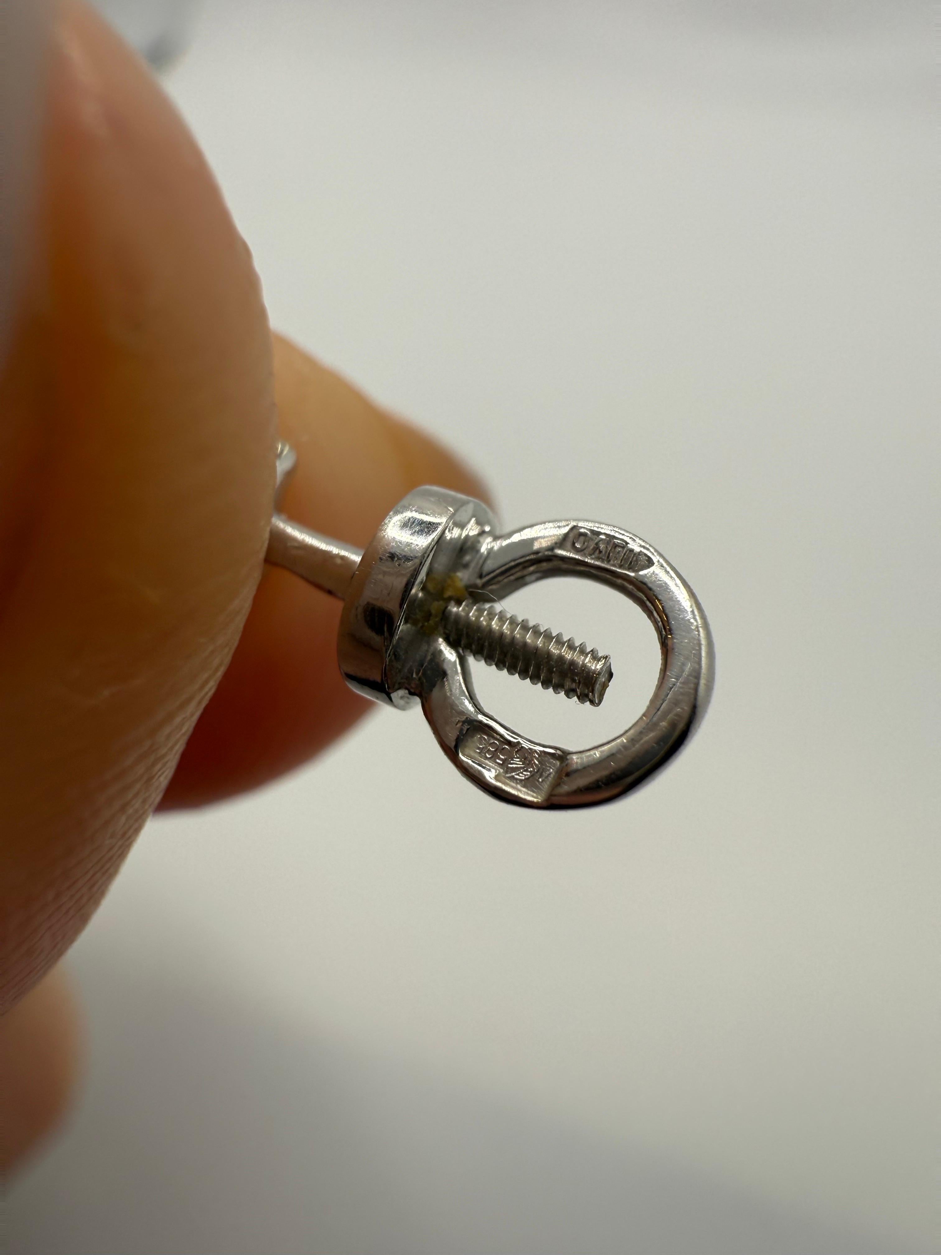 Borchie a vite in oro bianco 14KT con diamante naturale per adolescenti bambini giovani adulti In condizioni Nuovo in vendita a Boca Raton, FL