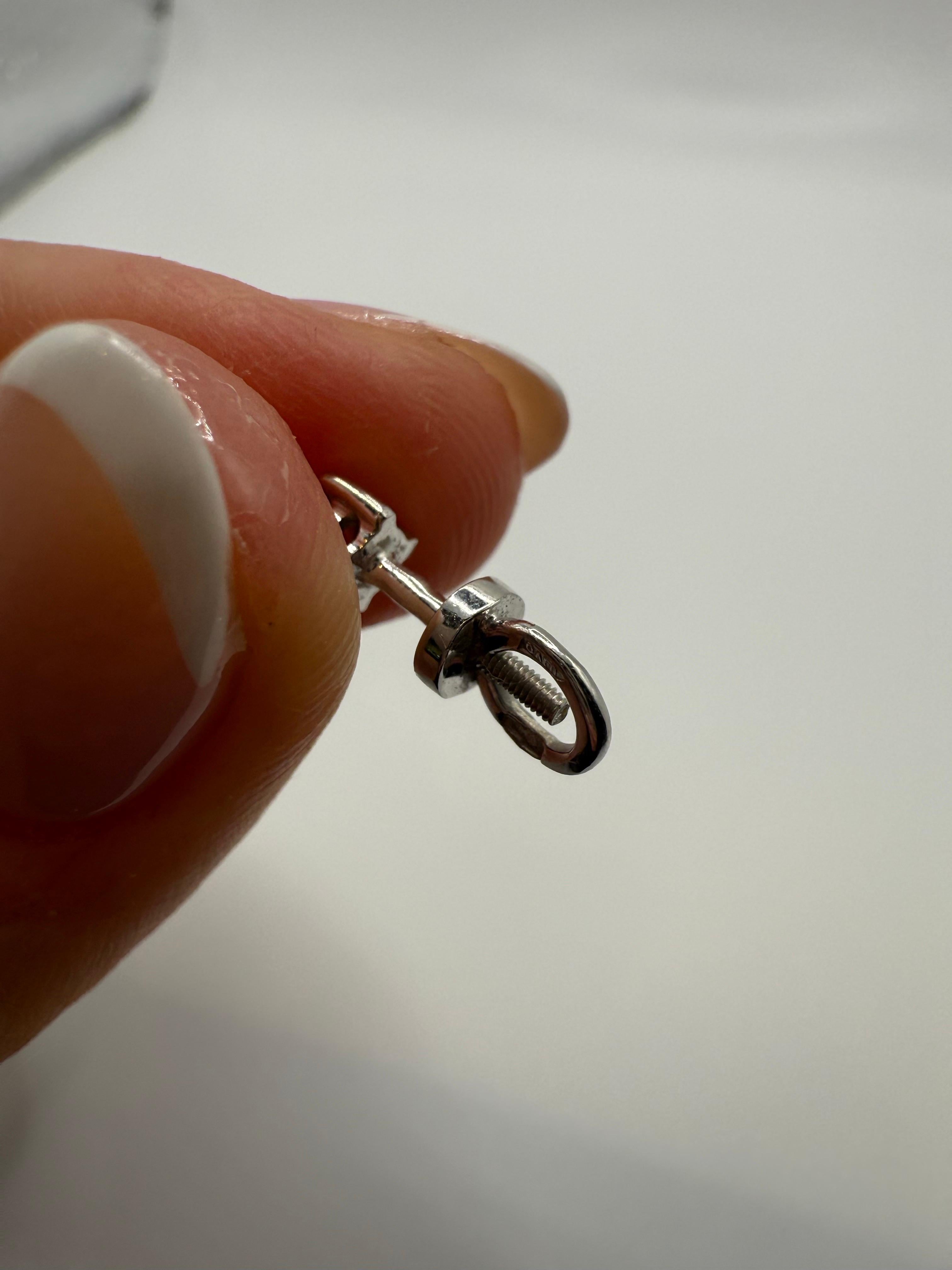 da uomo o donna Borchie a vite in oro bianco 14KT con diamante naturale per adolescenti bambini giovani adulti in vendita