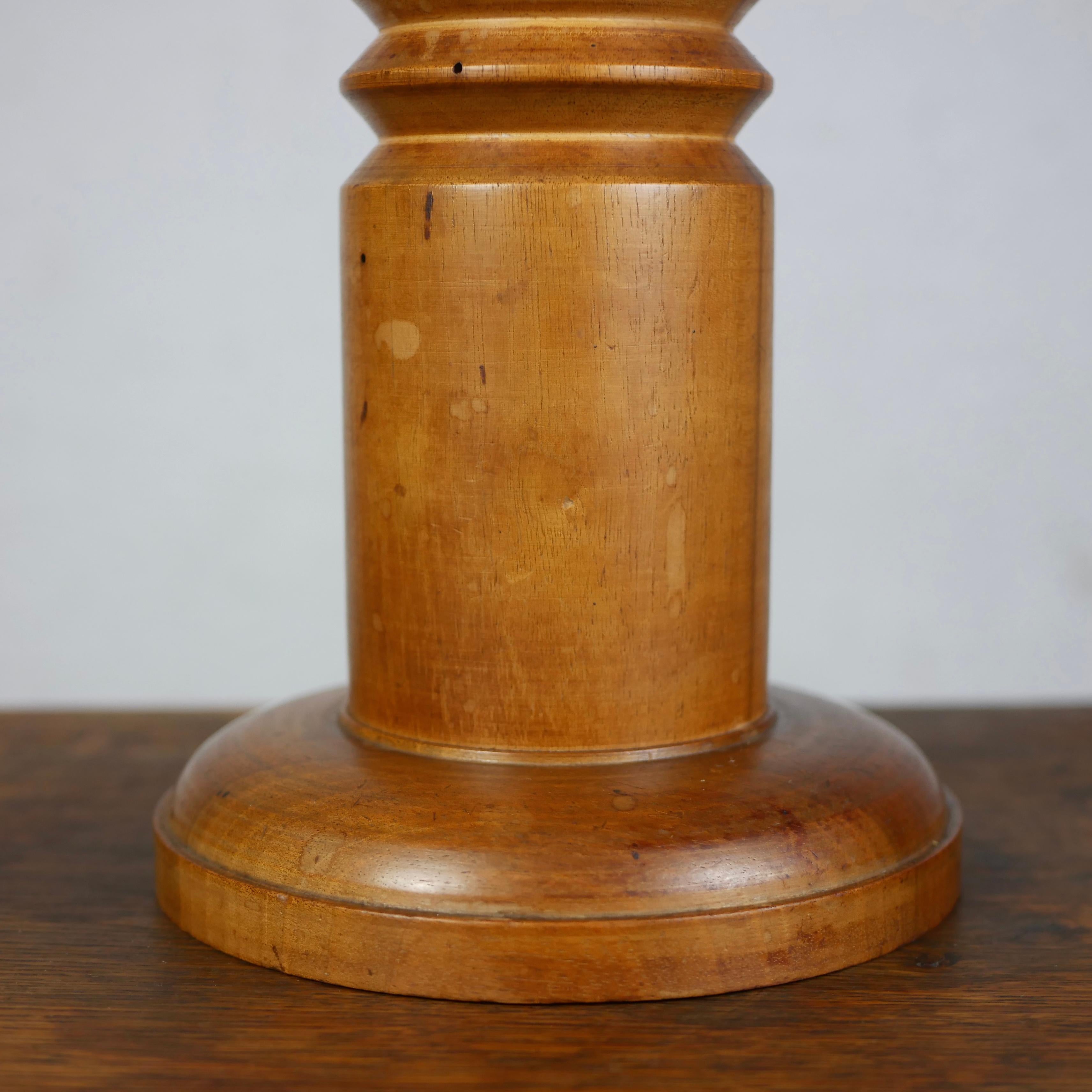 French Screw shape wood lamp base from France, mid-20th century For Sale