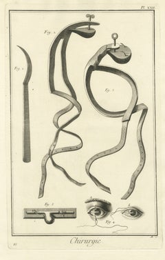 Screw Tourniquets and Eye Studies, Diderot Chirurgie Plate XXII, circa 1772