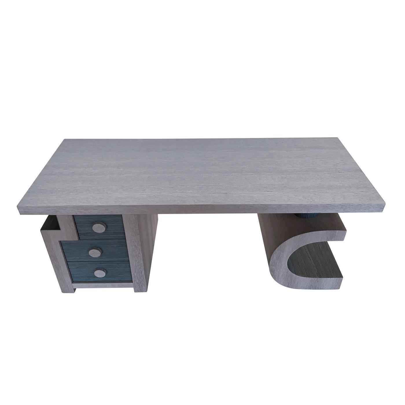 Italian Scriba Azure & Gray Desk For Sale