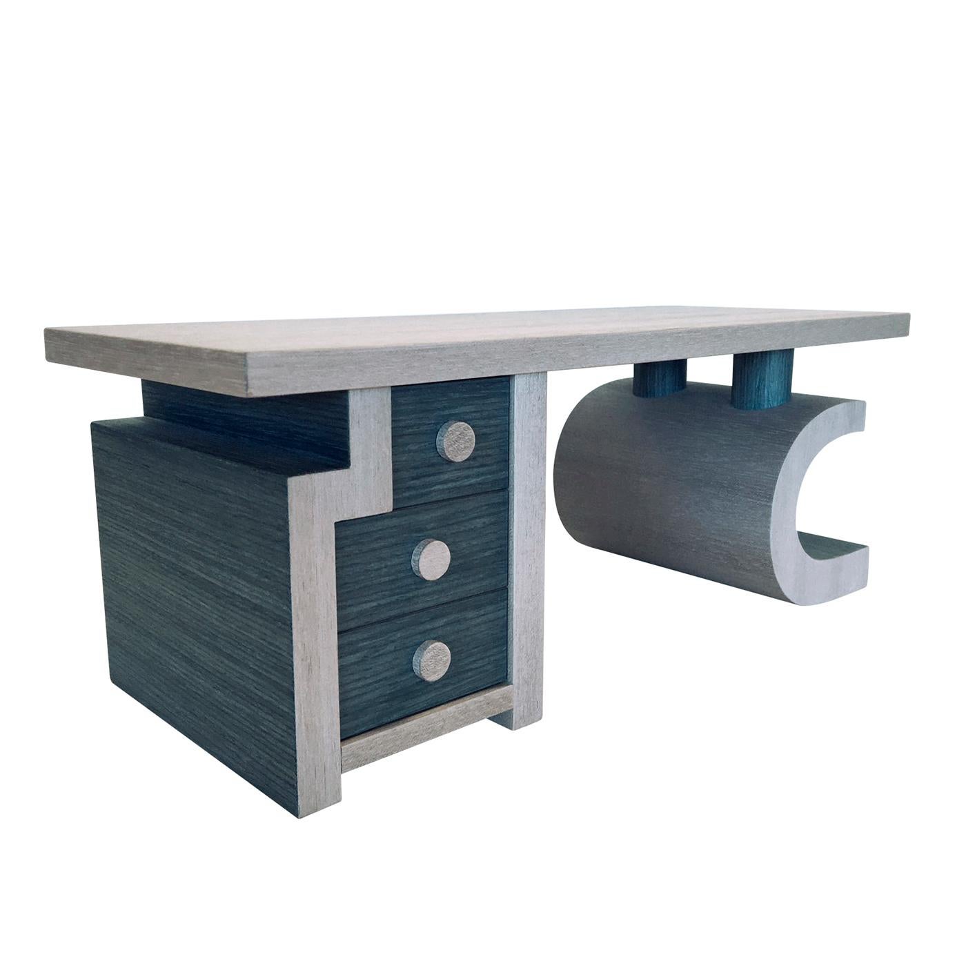 Scriba Azure & Gray Desk In New Condition For Sale In Milan, IT