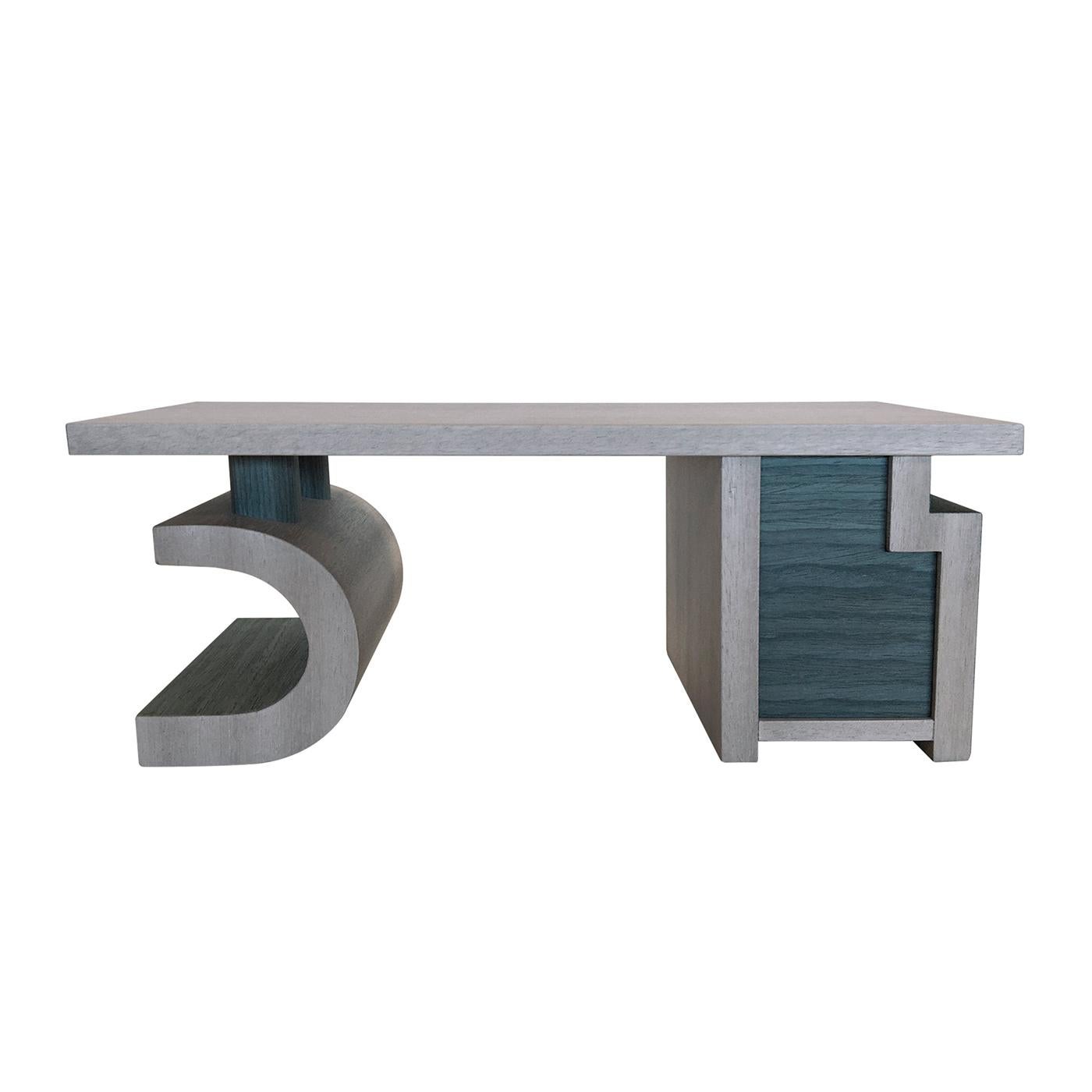 Contemporary Scriba Azure & Gray Desk For Sale