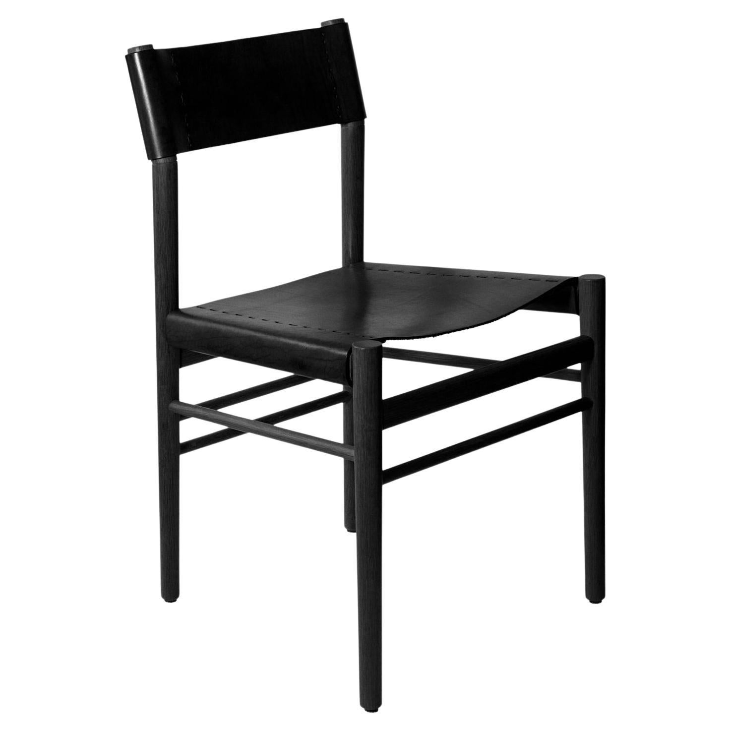 Scriba Contemporary Oak and Black Leather Dining Chair