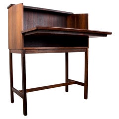 Bar et secrétaire Scriban en bois de rose et Formica de Hans Olsen pour C.S Mobler 1