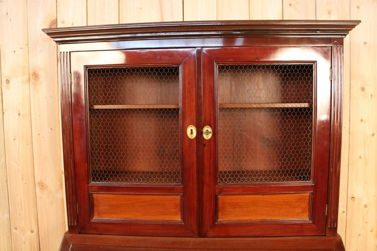 Scriban Bookcase In Solid Mahogany, 18th Century, Louis XVI, Port Furniture In Excellent Condition For Sale In charmes, FR