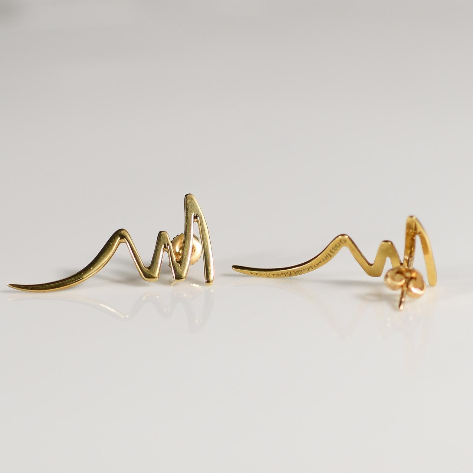 Women's Scribble / Zig Zag Earrings by Paloma Picasso for Tiffany & Co 18K Yellow Gold