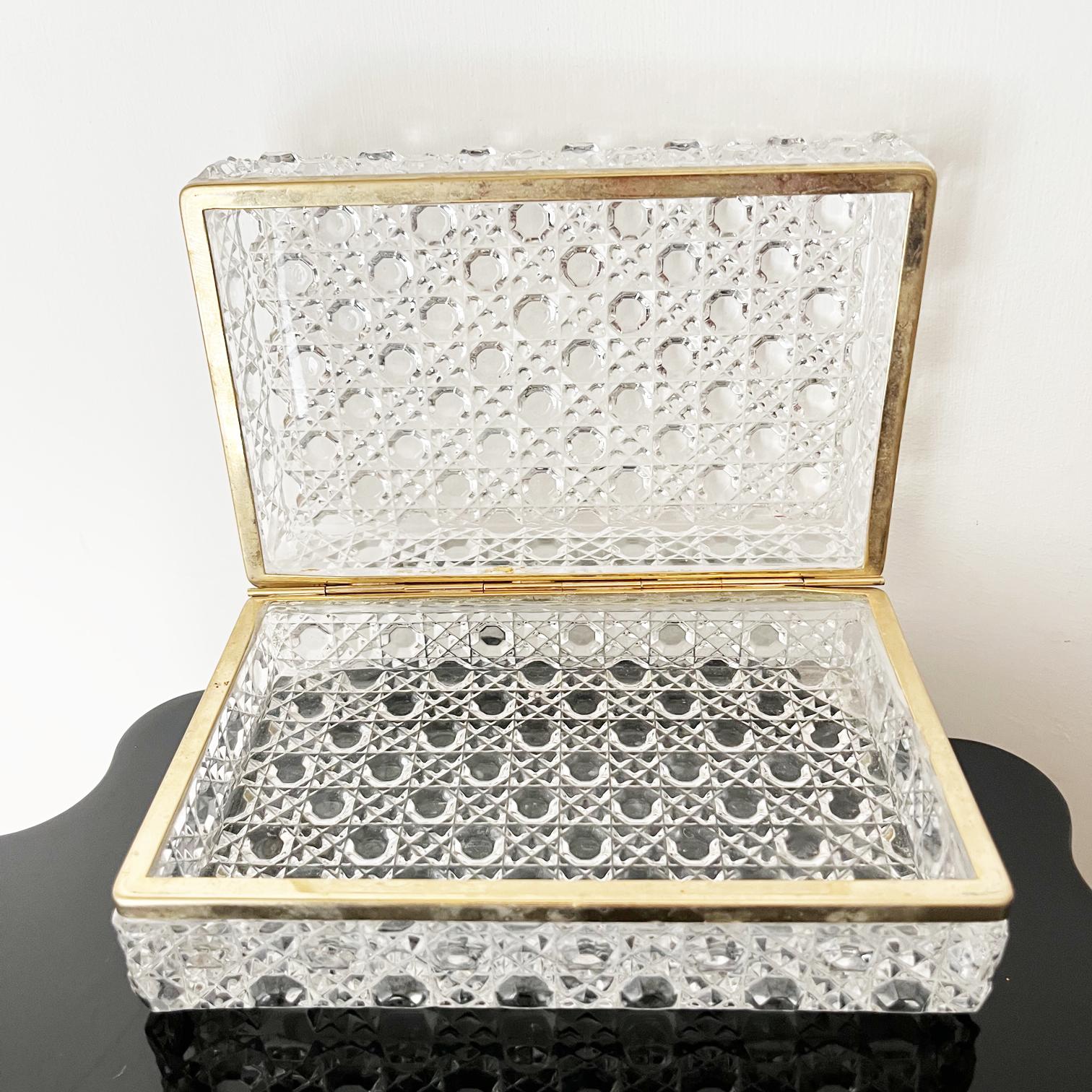 Mid-20th Century 1950s French diamond Bohemia crystal casket -Antiques- For Sale