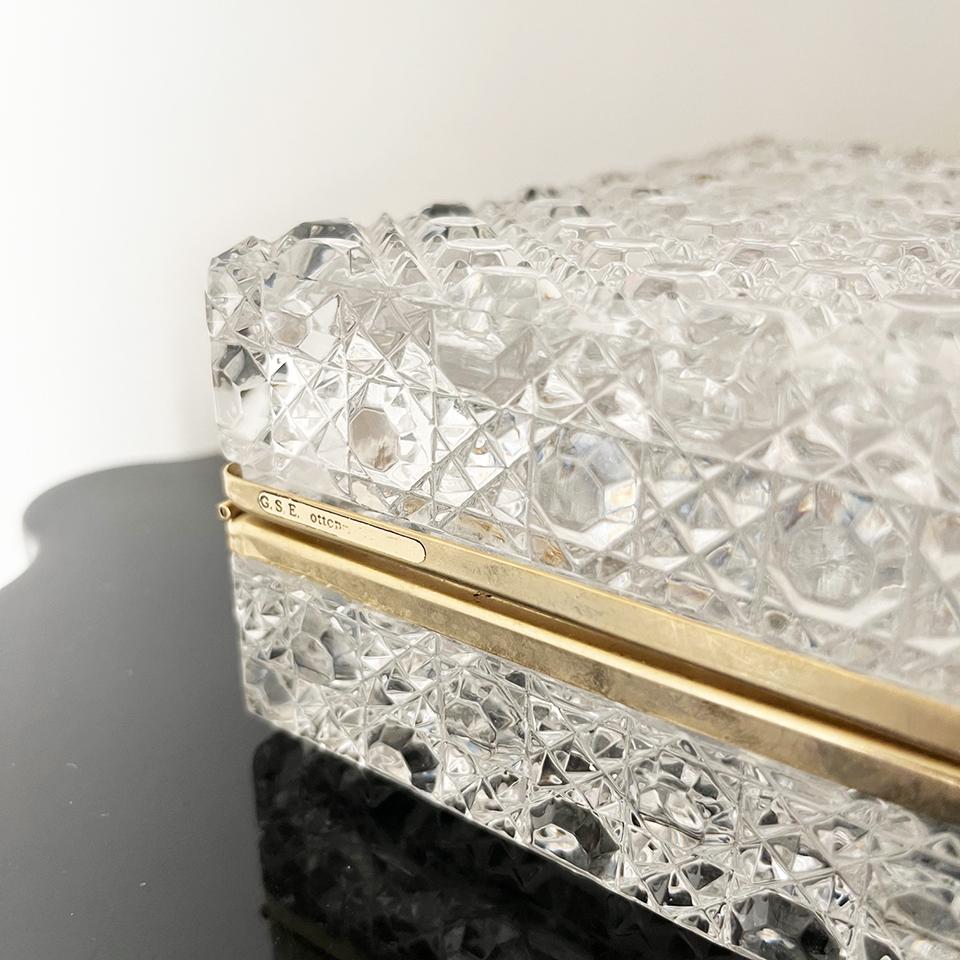 Crystal 1950s French diamond Bohemia crystal casket -Antiques-