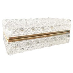 Vintage 1950s French diamond Bohemia crystal casket -Antiques-