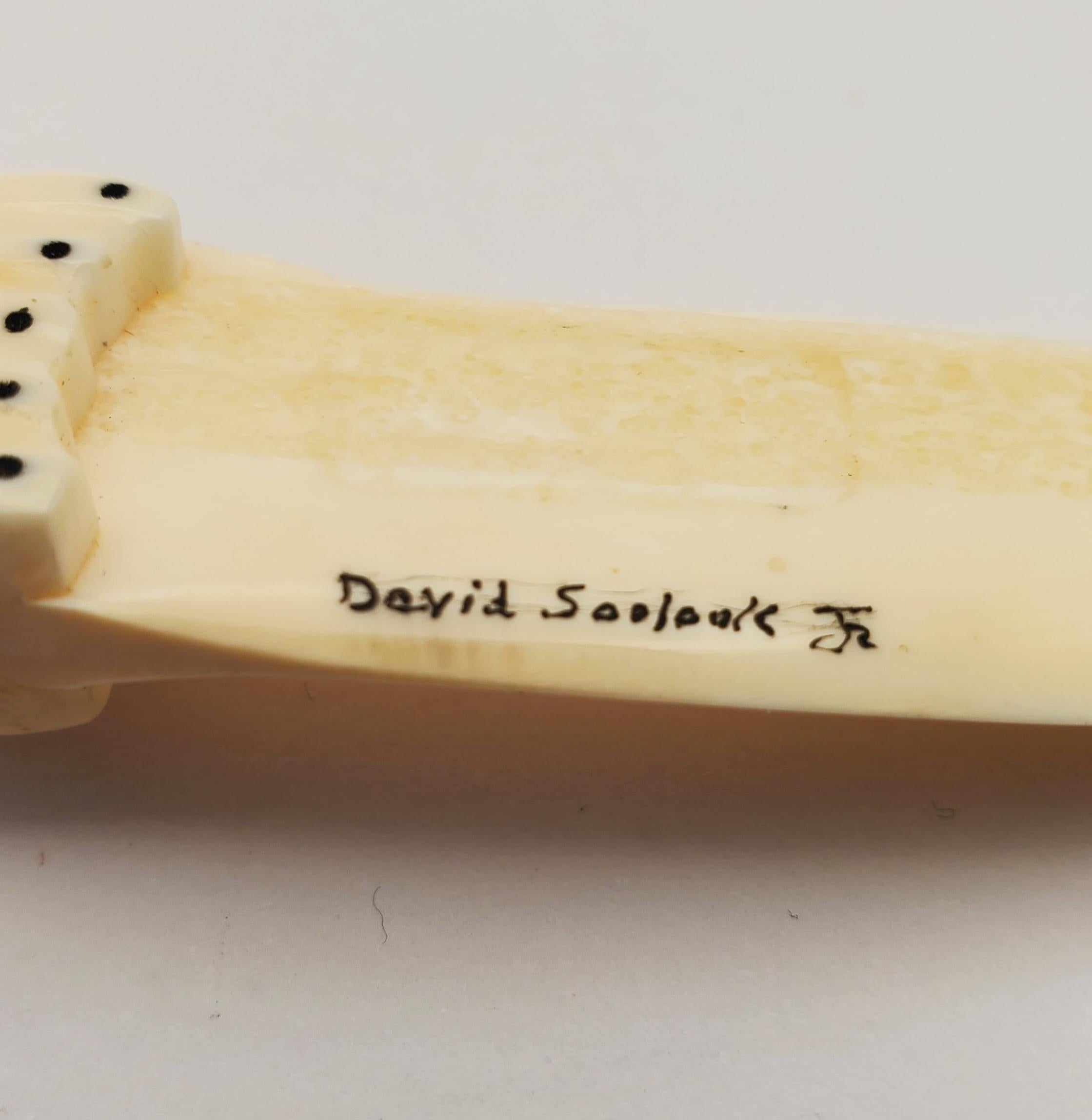Scrimshaw Carved Walrus Ivory Tusk Inuit Spotted Seal Knife For Sale 6