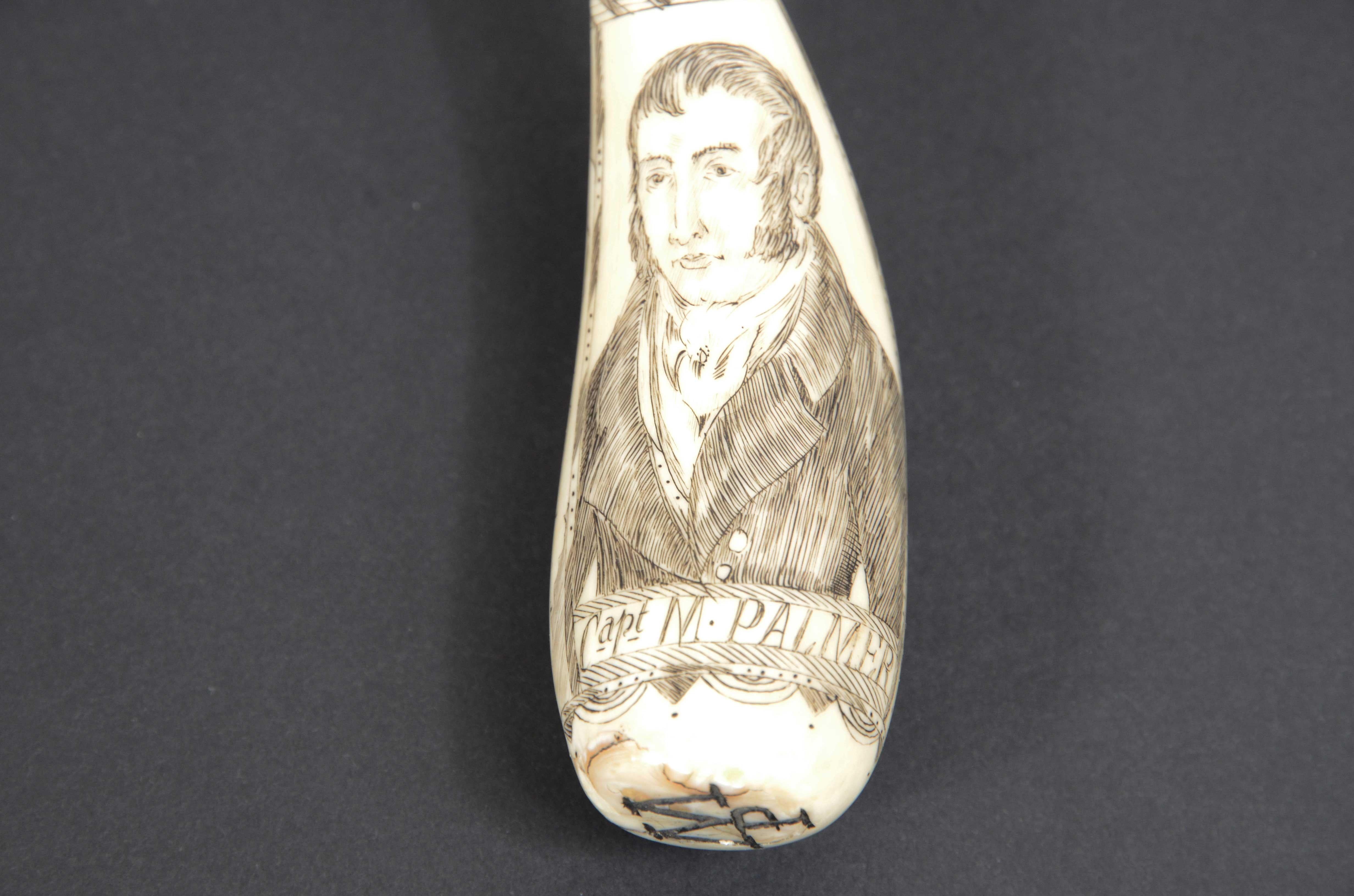 19th Century Scrimshaw of engraved whale tooth and excellent workmanship datable to around 1850
