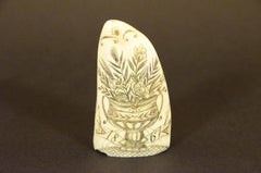 Scrimshaw di un dente di balena inciso datato 1861 raffigurante SHIP NOLAN