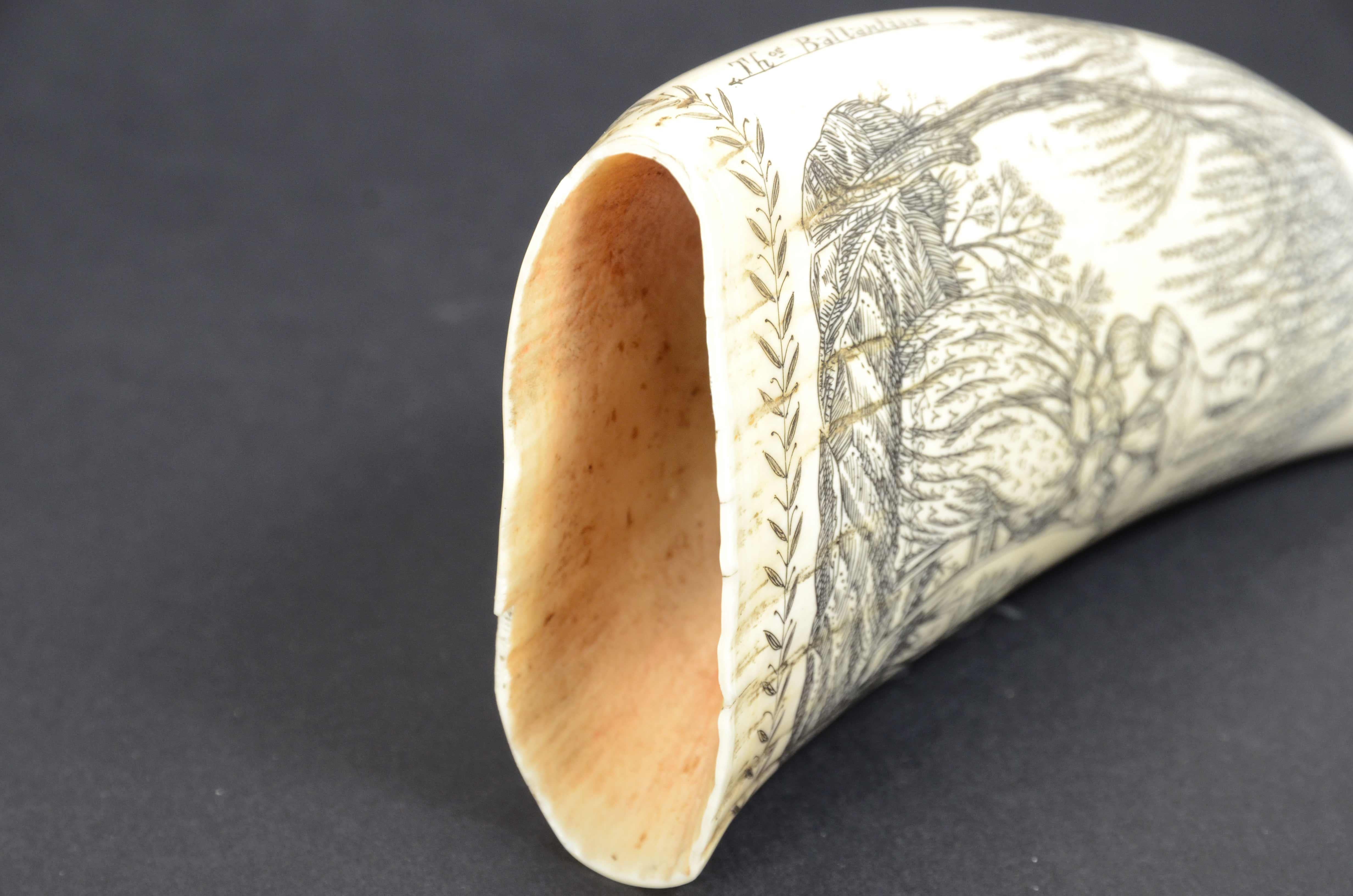 Scrimshaw of a great  engraved whale tooth exquisite workmanship mid-19th century 7