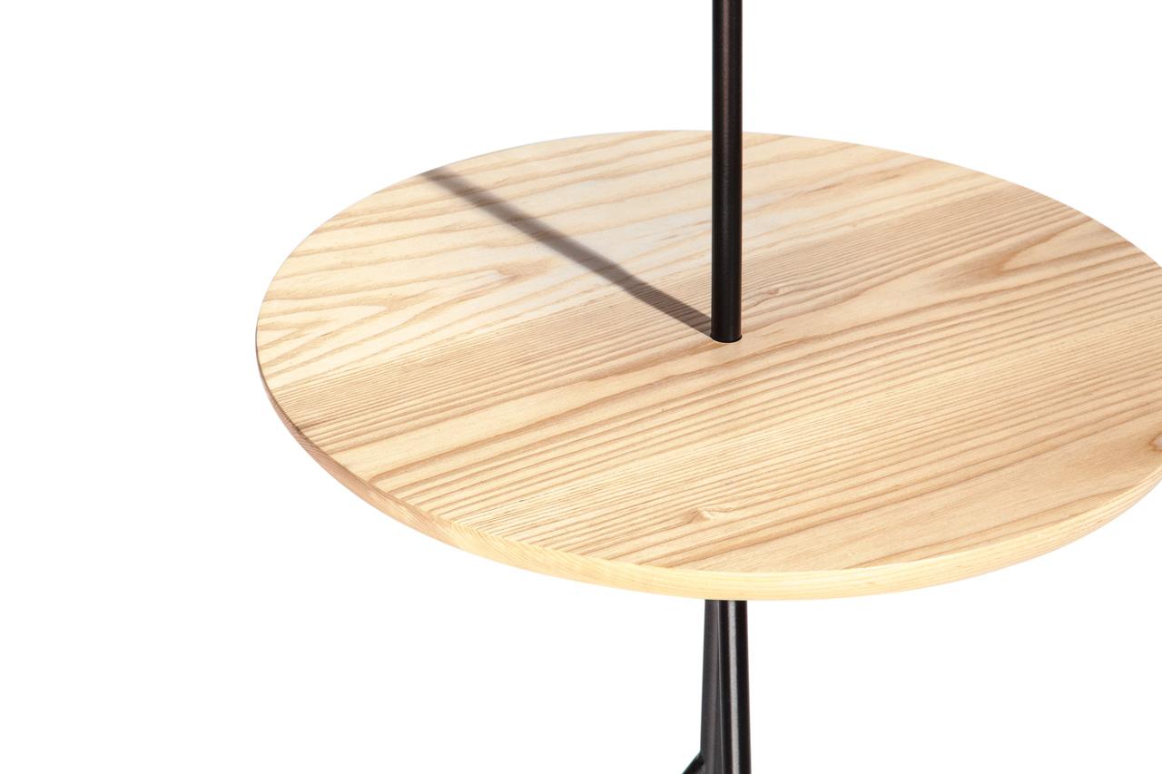 Machine-Made Floor Lamp in Canadian White Ash with Table Insert by Hinterland Design