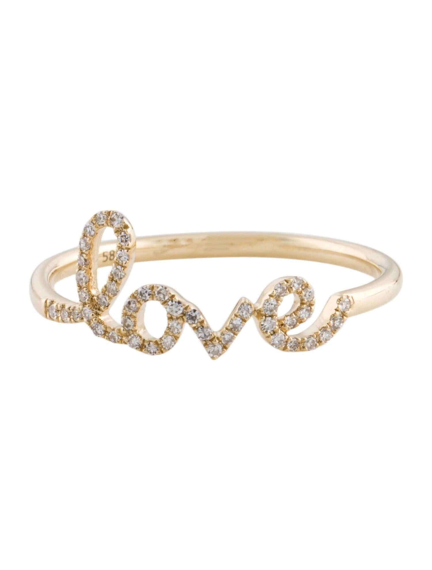 For Sale:  Script Love Ring 14k Yellow Gold Diamond 1/10 Ct. t.w. 14k Gold, Love Stack 3