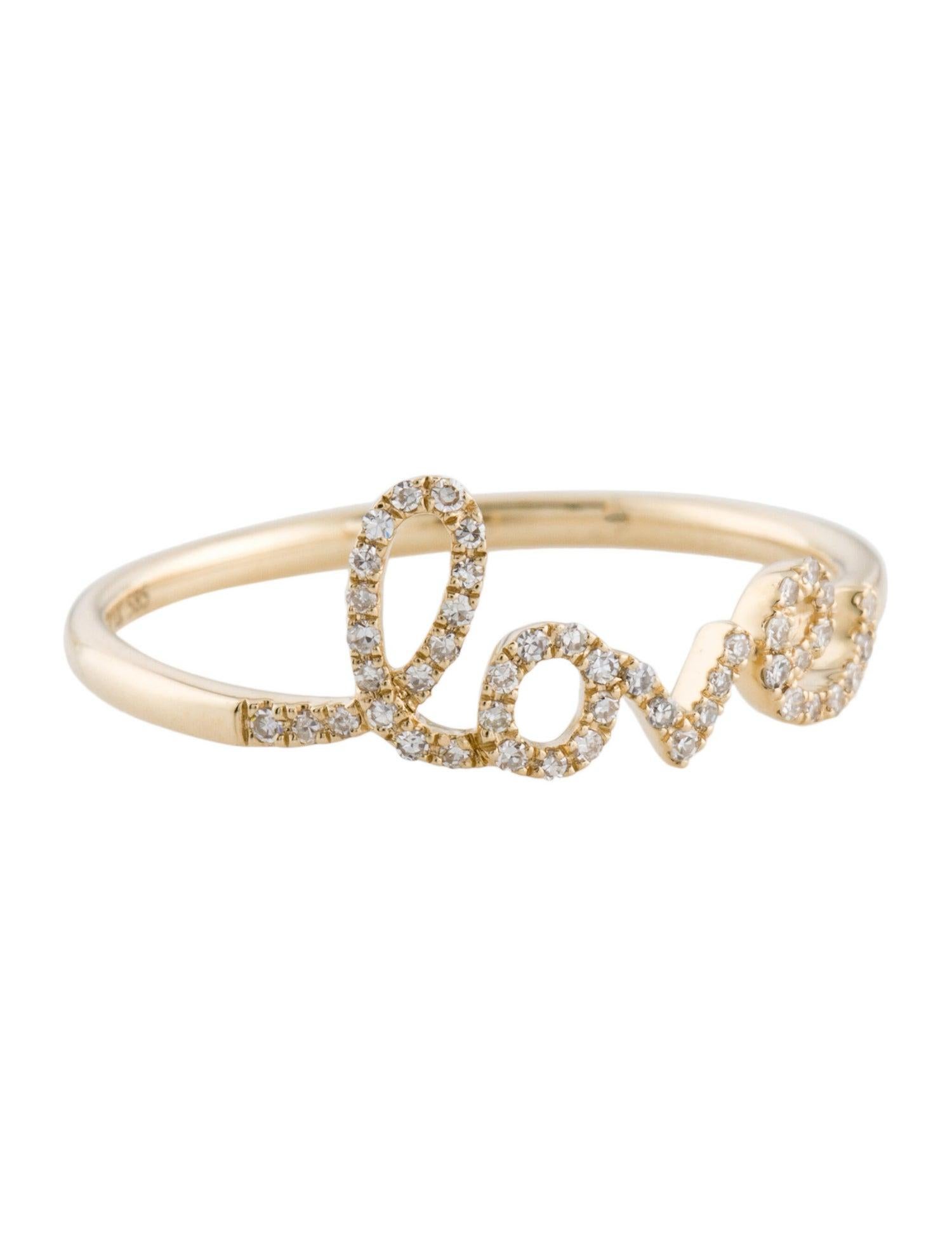 For Sale:  Script Love Ring 14k Yellow Gold Diamond 1/10 Ct. t.w. 14k Gold, Love Stack 5