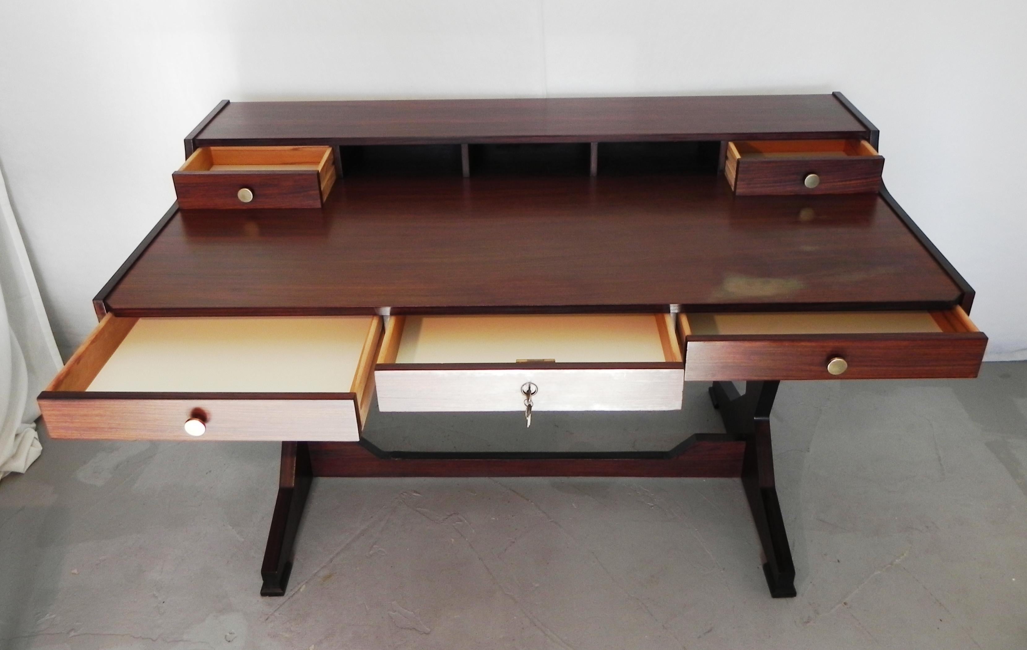 Hand-Crafted 60s desk, Frattini style For Sale