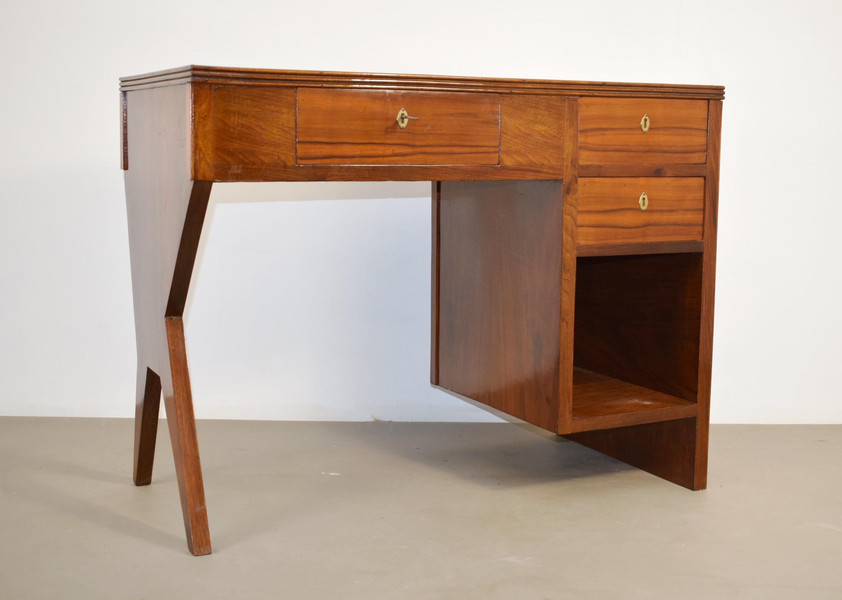 Mid-Century Modern Wooden writing desk, Italy, 1940s.