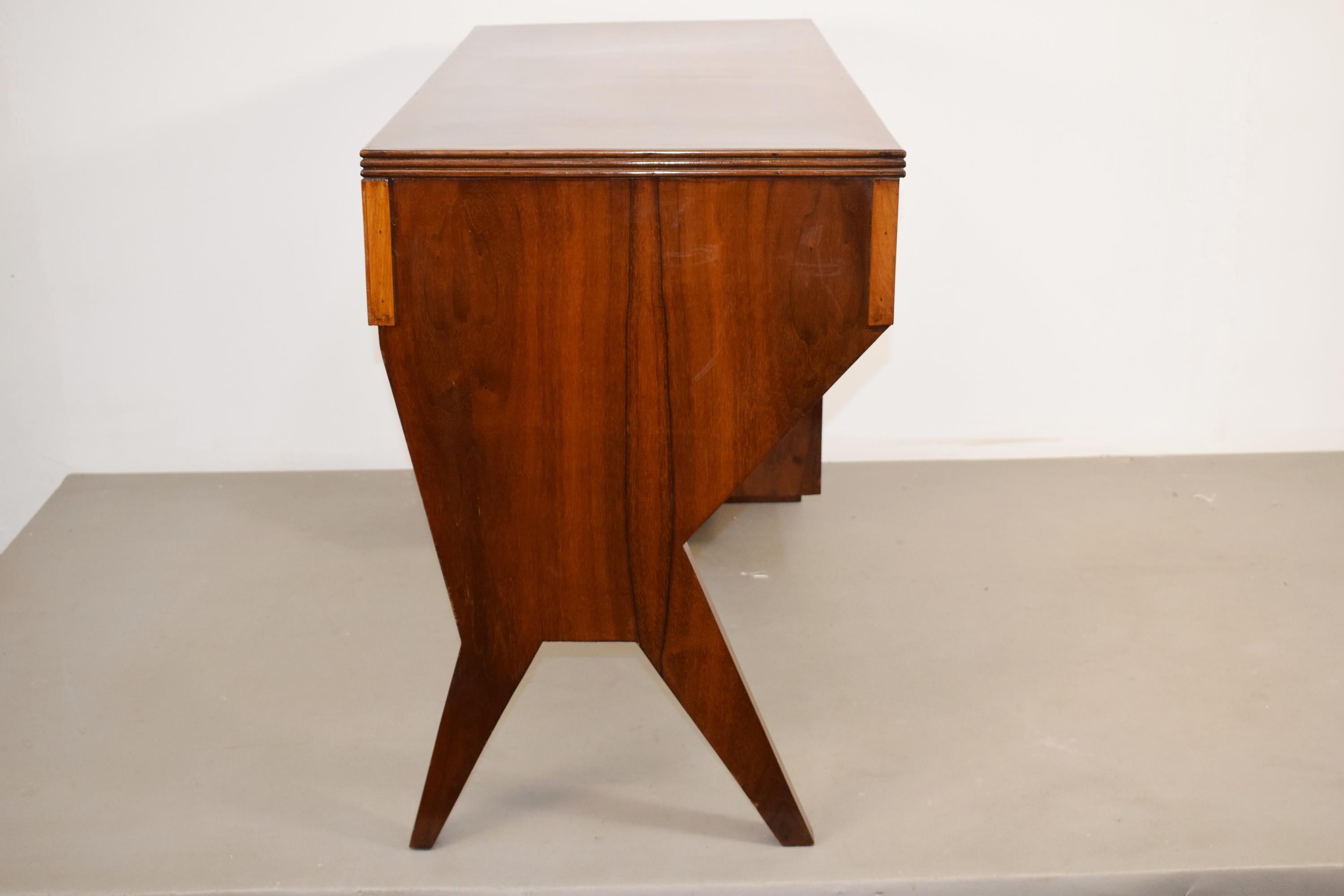 Brass Wooden writing desk, Italy, 1940s.