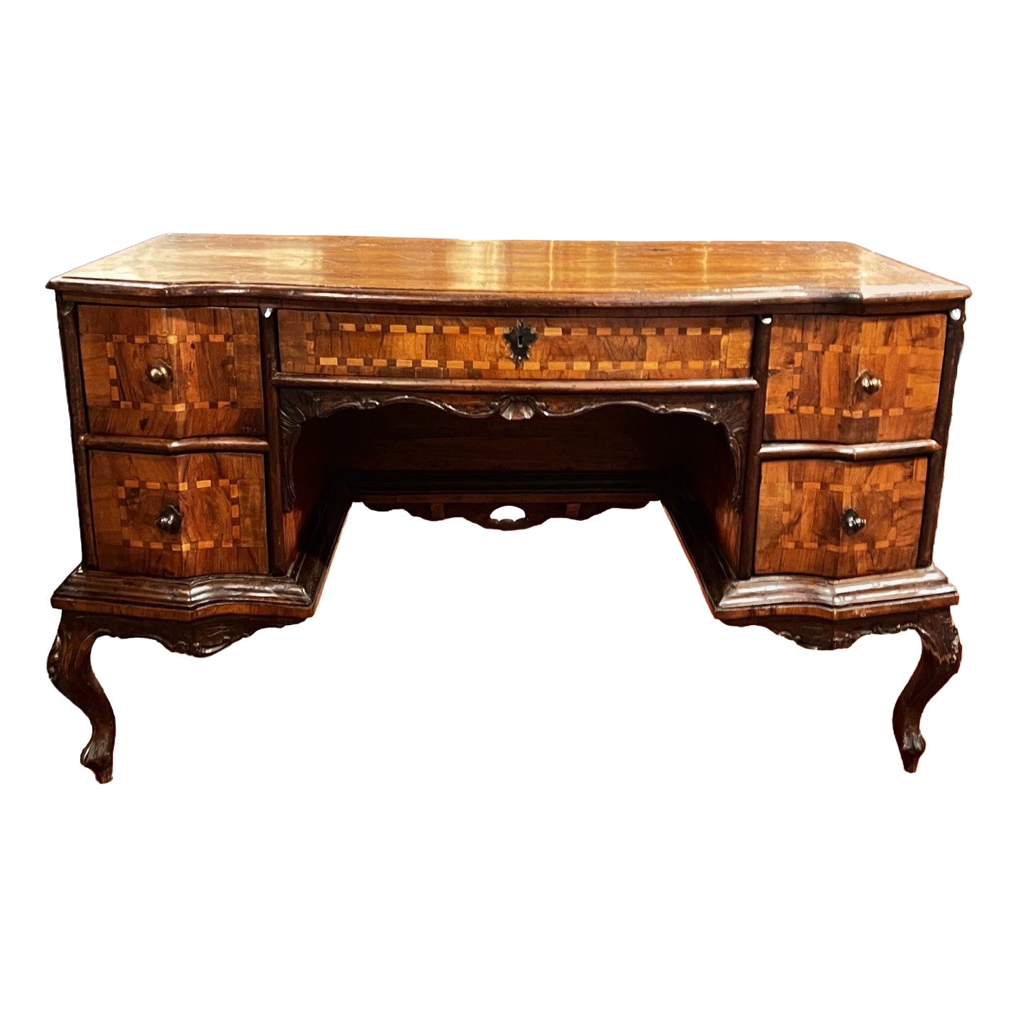 A boxwood inlaid writing desk dating from the late 18th or early 19th century