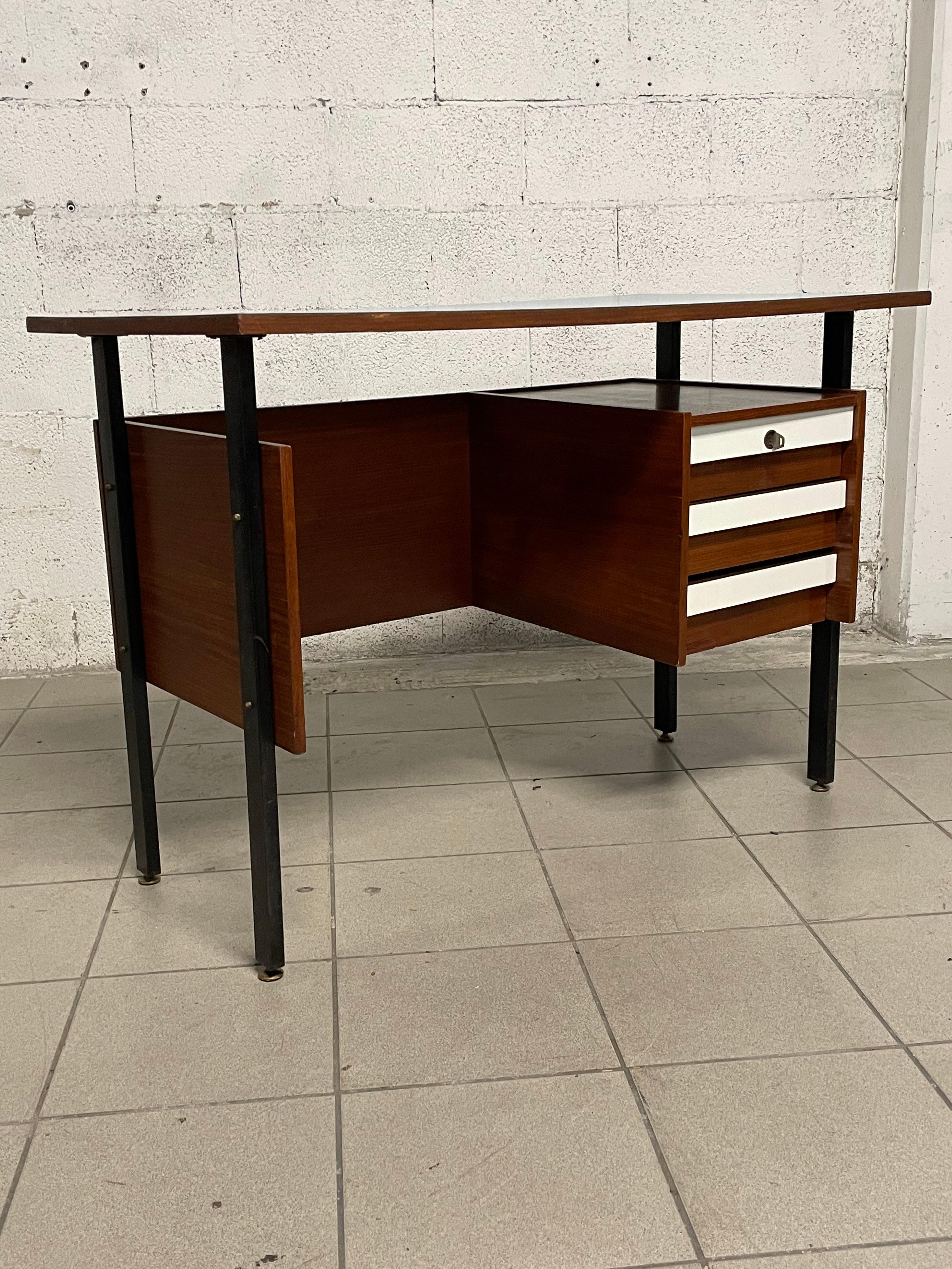 1960s desk i teak and colored formica 6